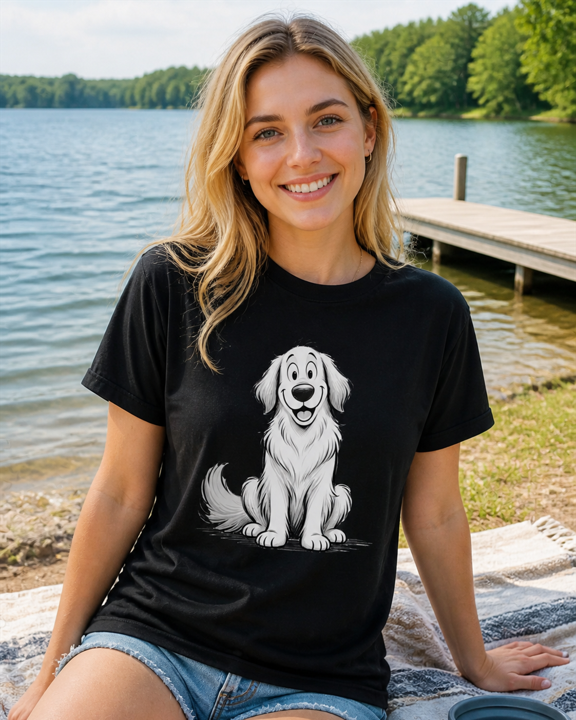 Cartoon Golden Retriever T-Shirt