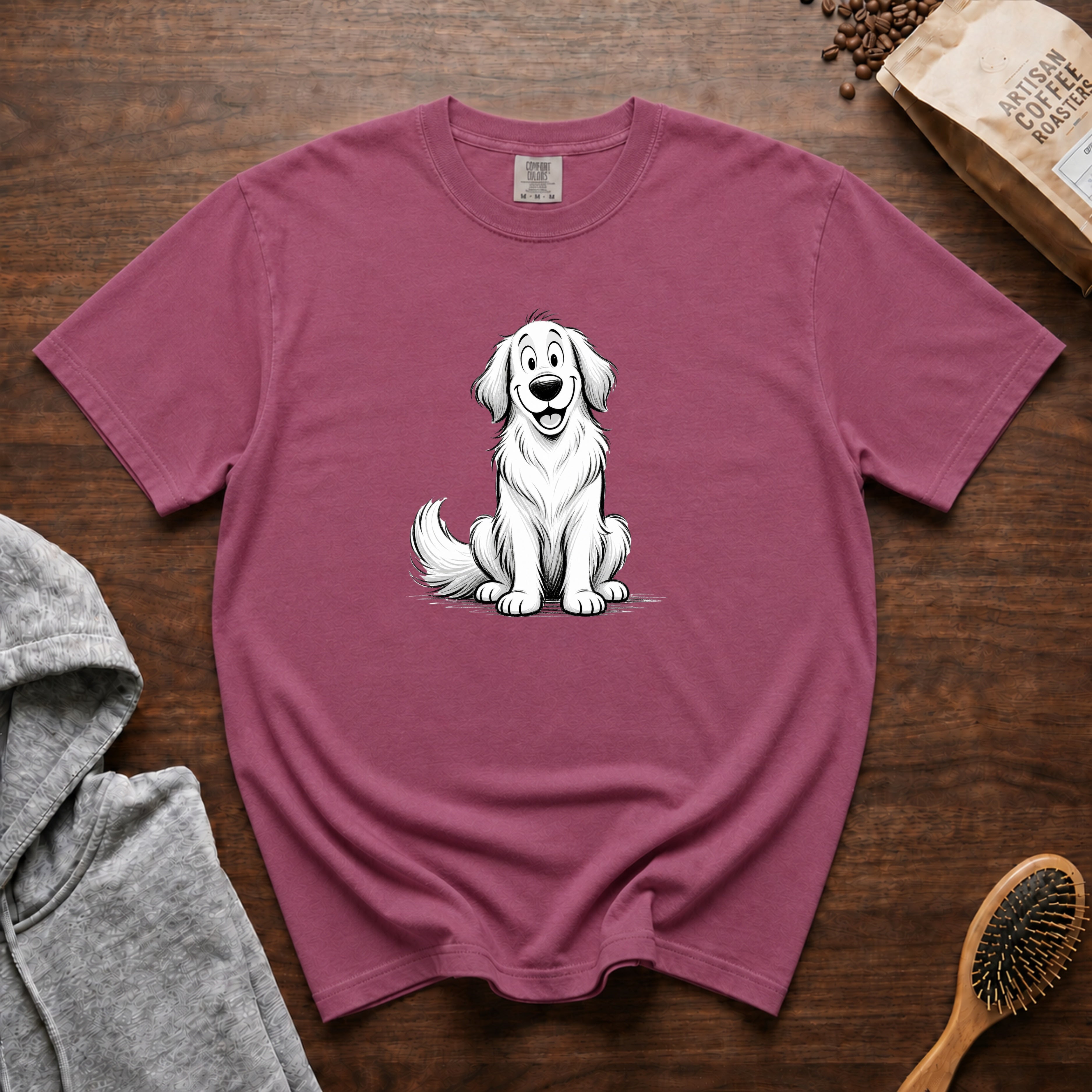 Cartoon Golden Retriever T-Shirt — Berry