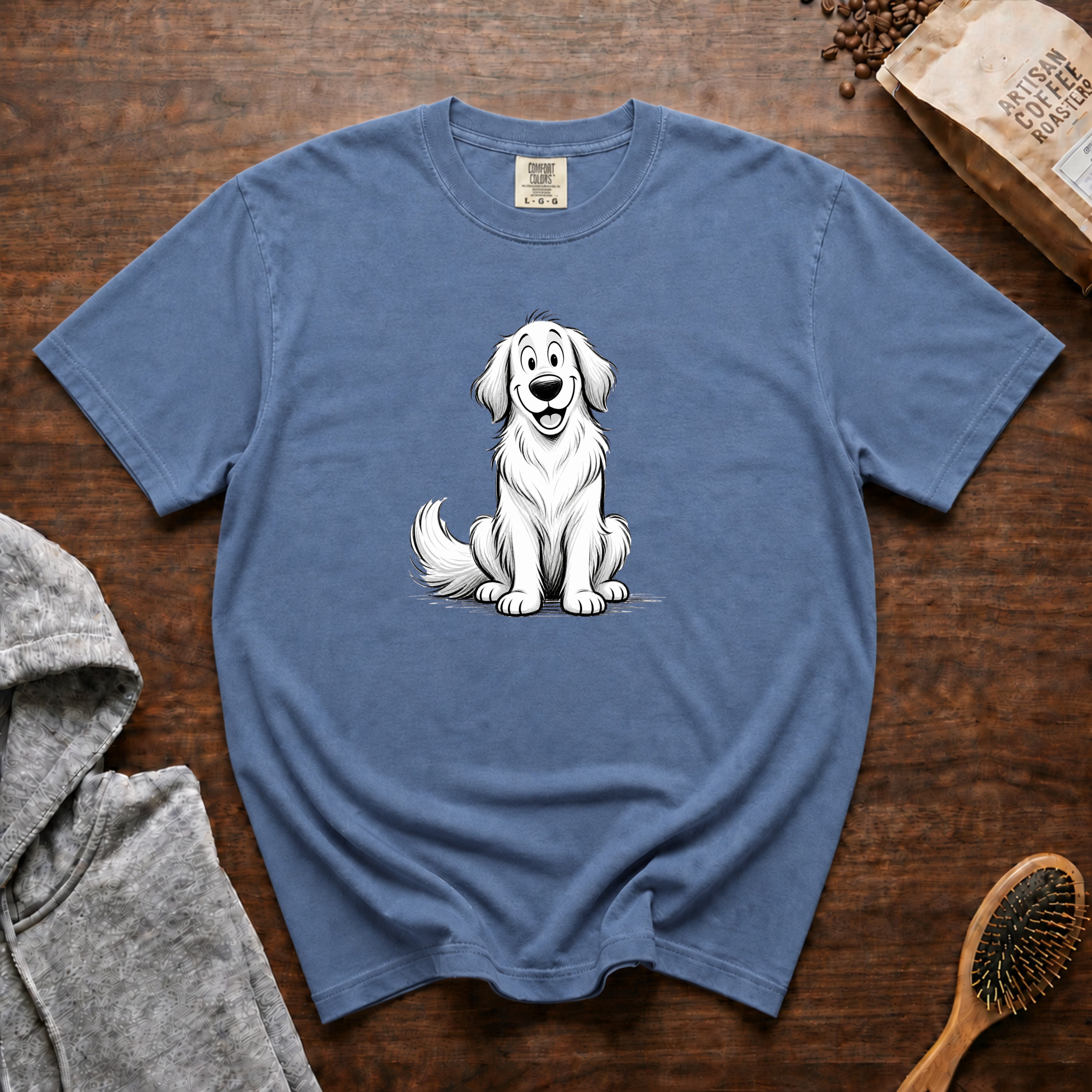 Cartoon Golden Retriever T-Shirt — Blue Jean