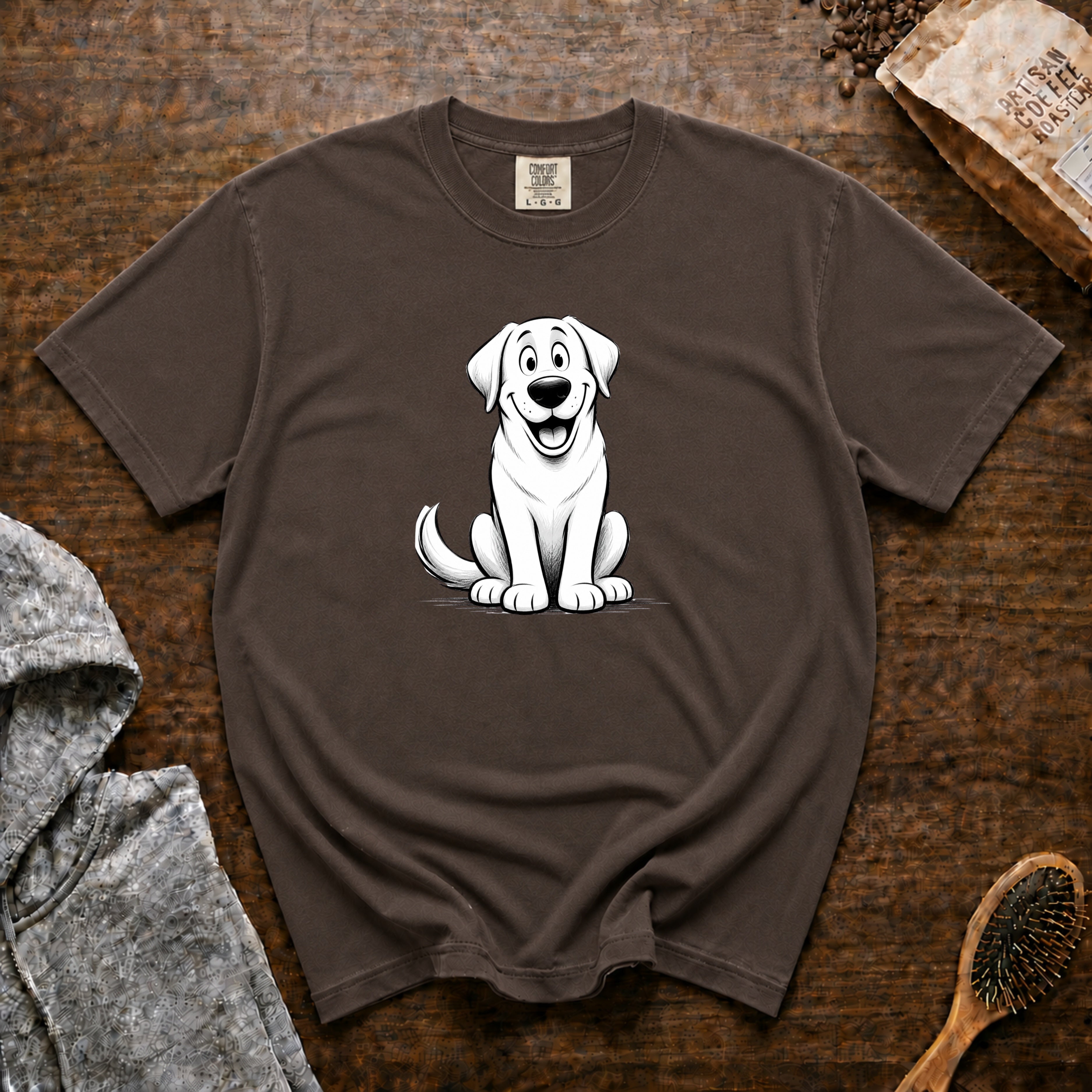 Cartoon Labrador Retriever T-Shirt — Espresso