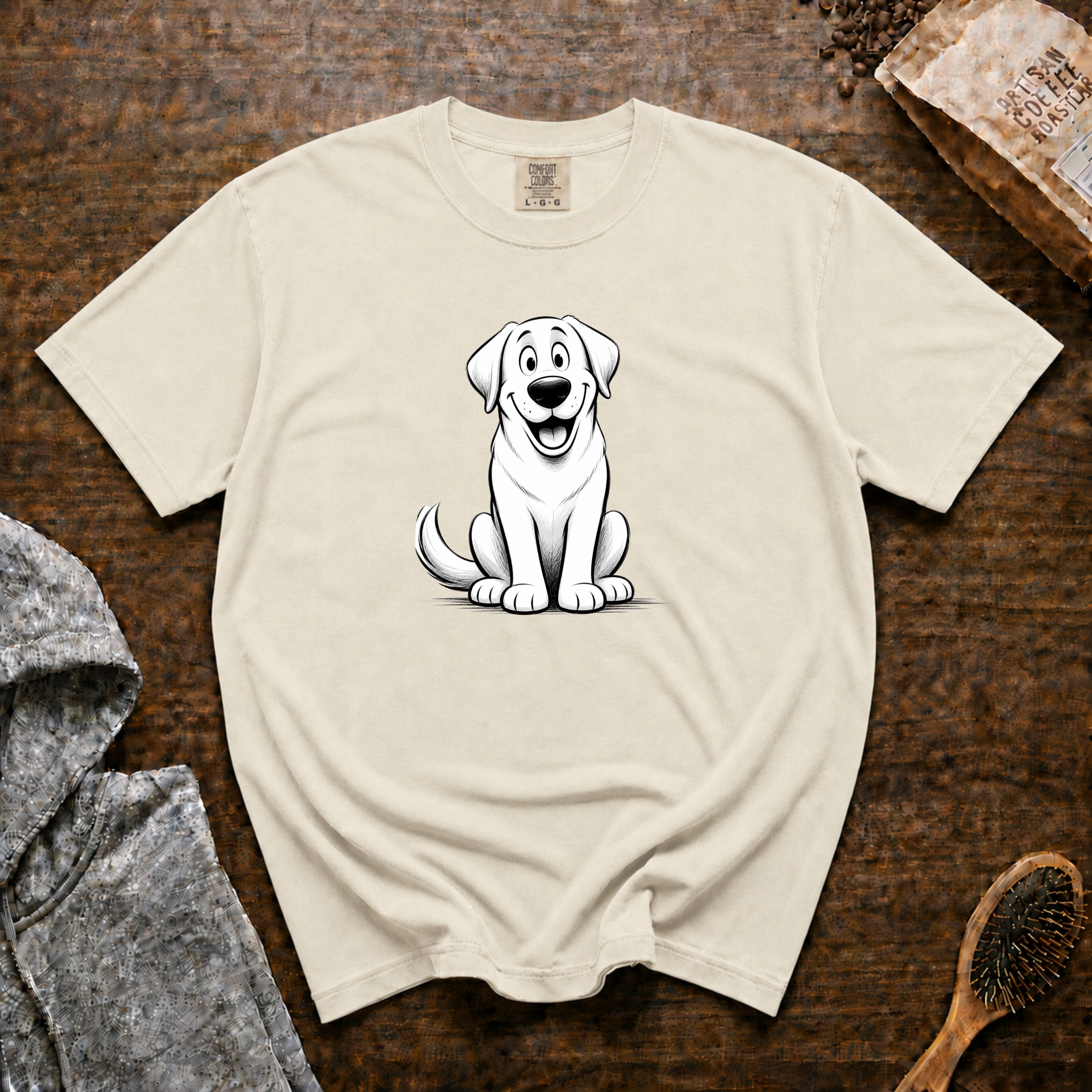 Cartoon Labrador Retriever T-Shirt — Ivory
