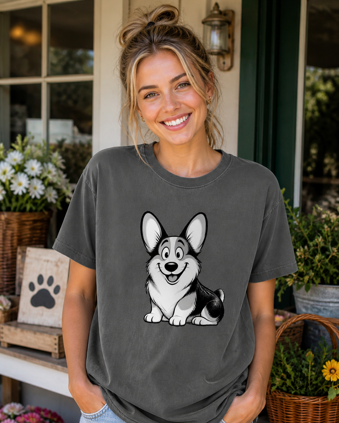 Cartoon Pembroke Welsh Corgi T-Shirt