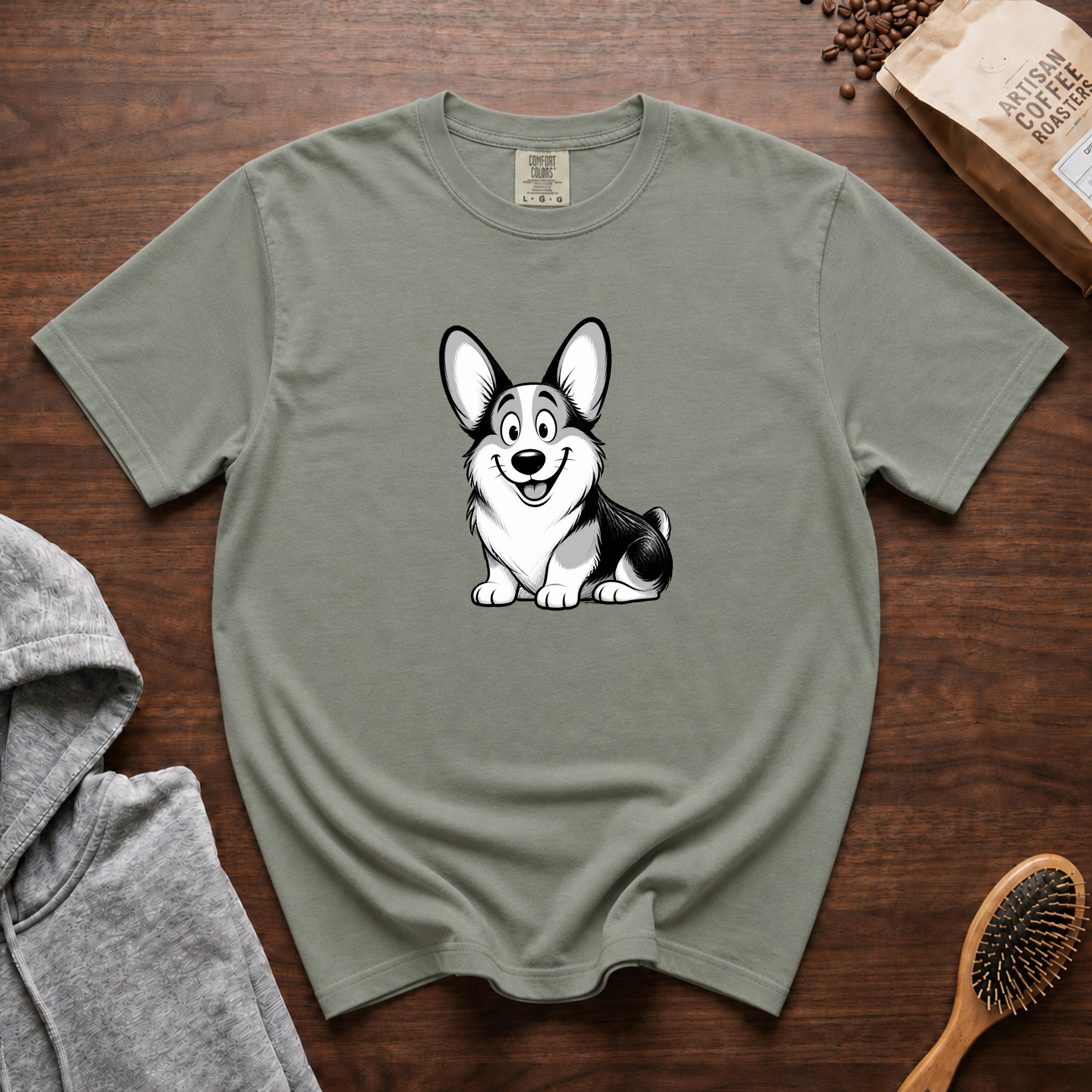 Cartoon Pembroke Welsh Corgi T-Shirt — Bay