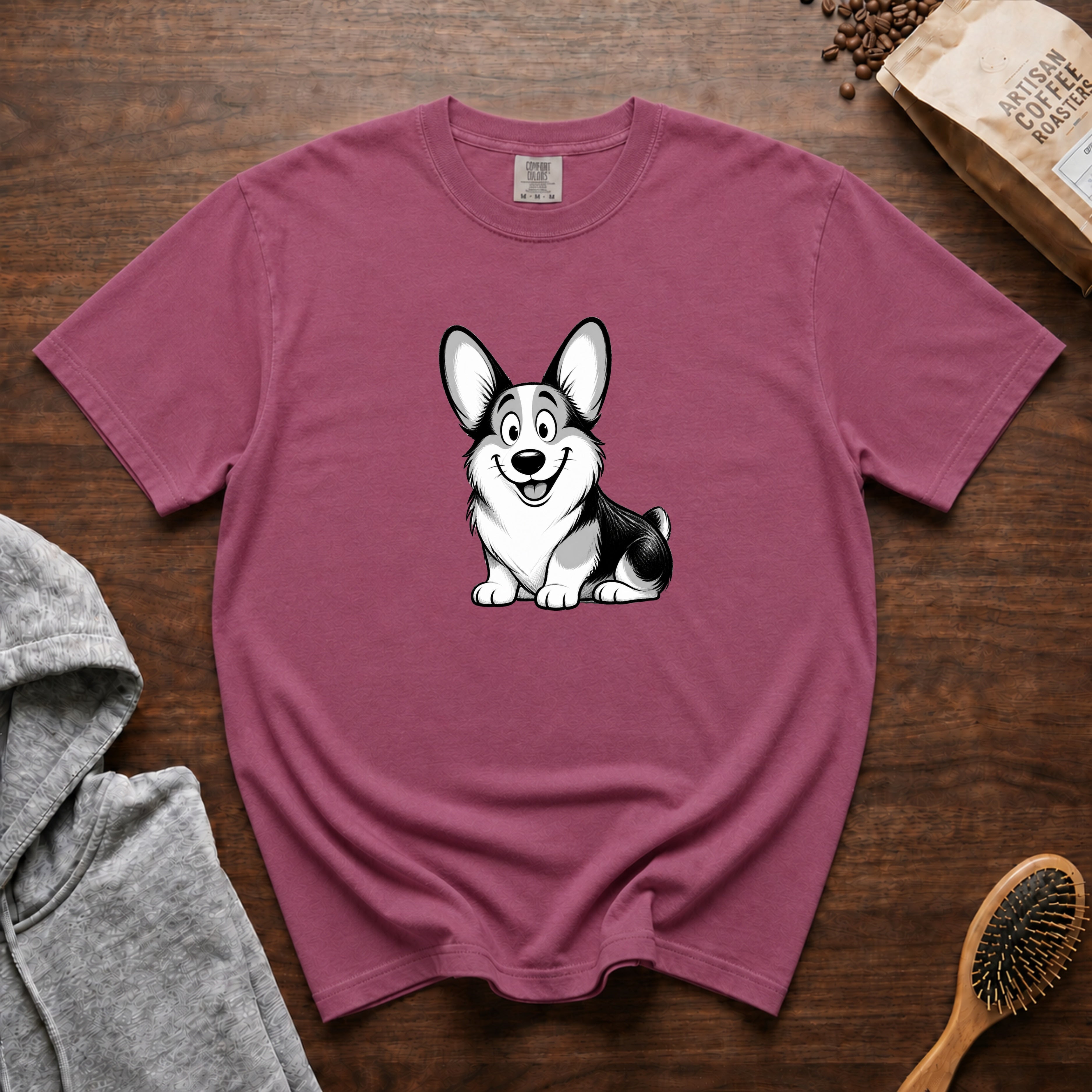 Cartoon Pembroke Welsh Corgi T-Shirt — Berry