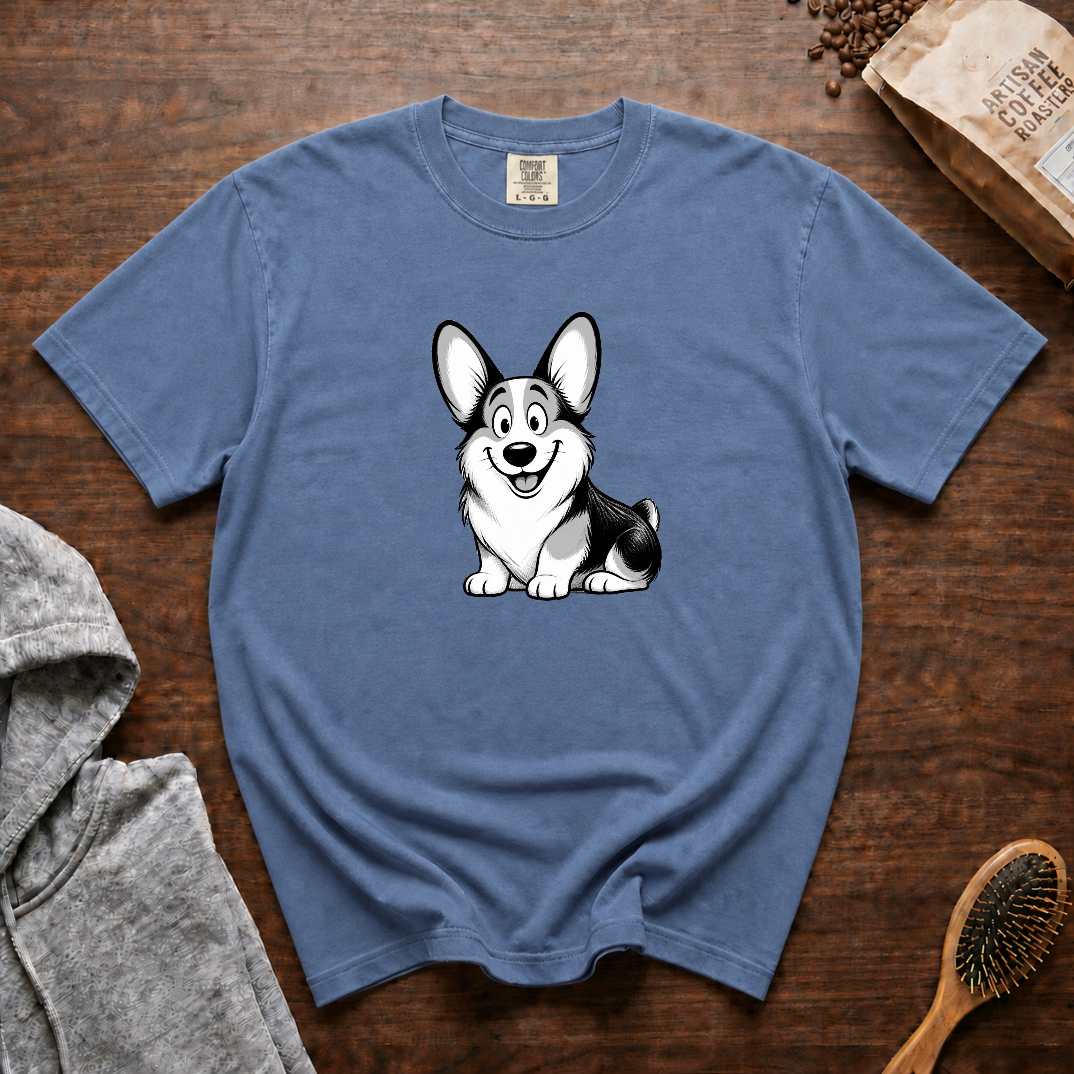 Cartoon Pembroke Welsh Corgi T-Shirt — Blue Jean