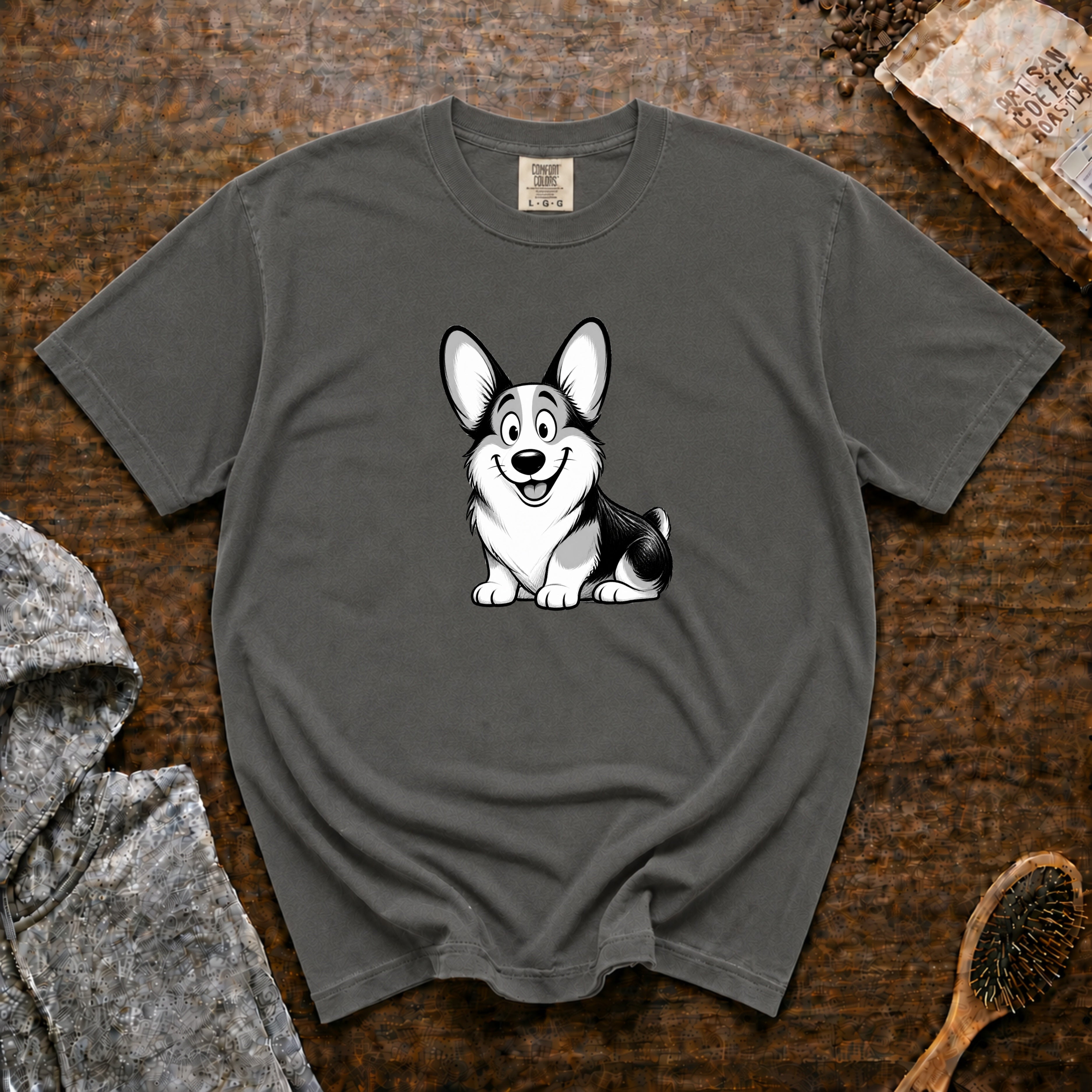 Cartoon Pembroke Welsh Corgi T-Shirt — Pepper