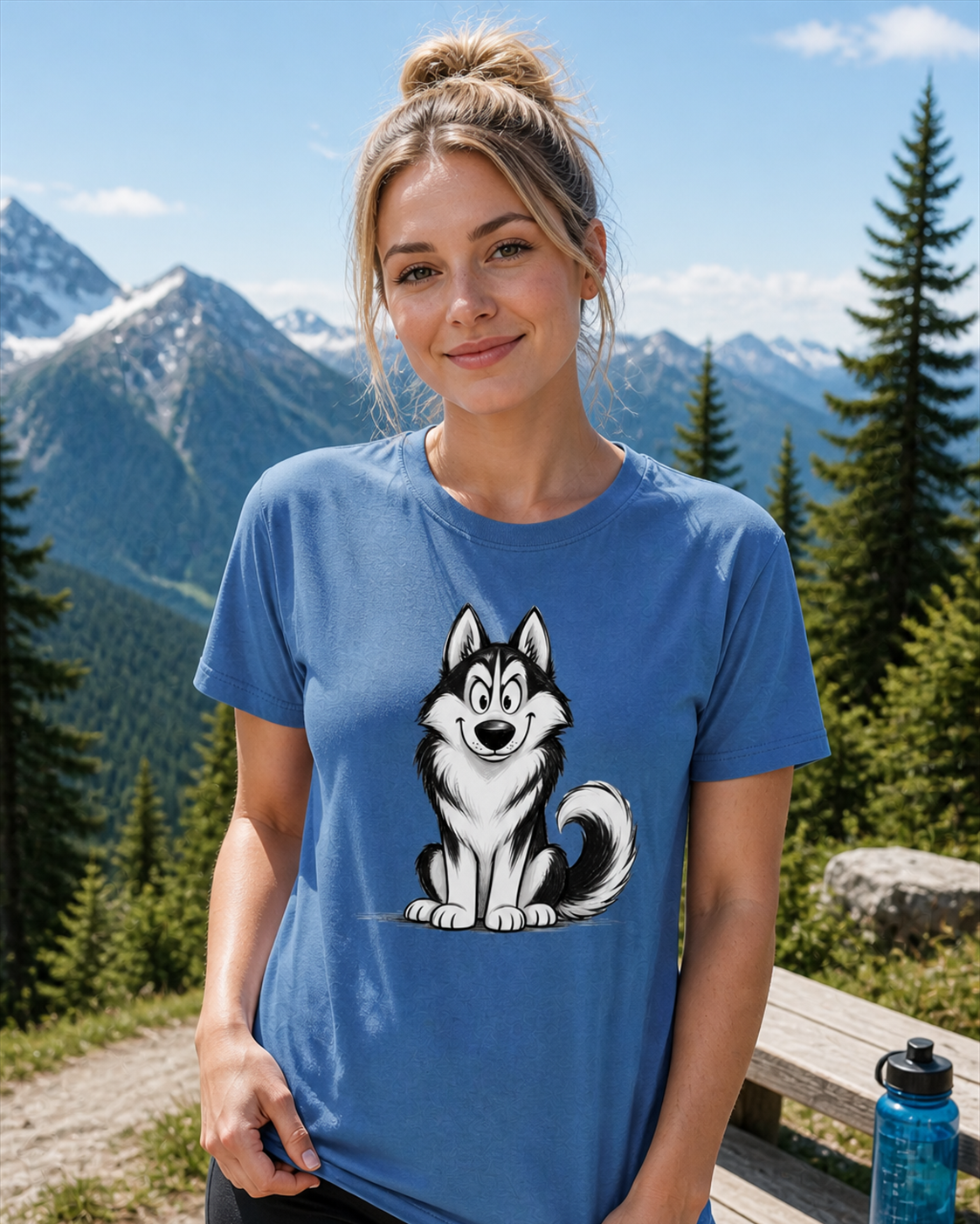 Cartoon Siberian Husky T-Shirt