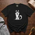 Cartoon Siberian Husky T-Shirt — Black