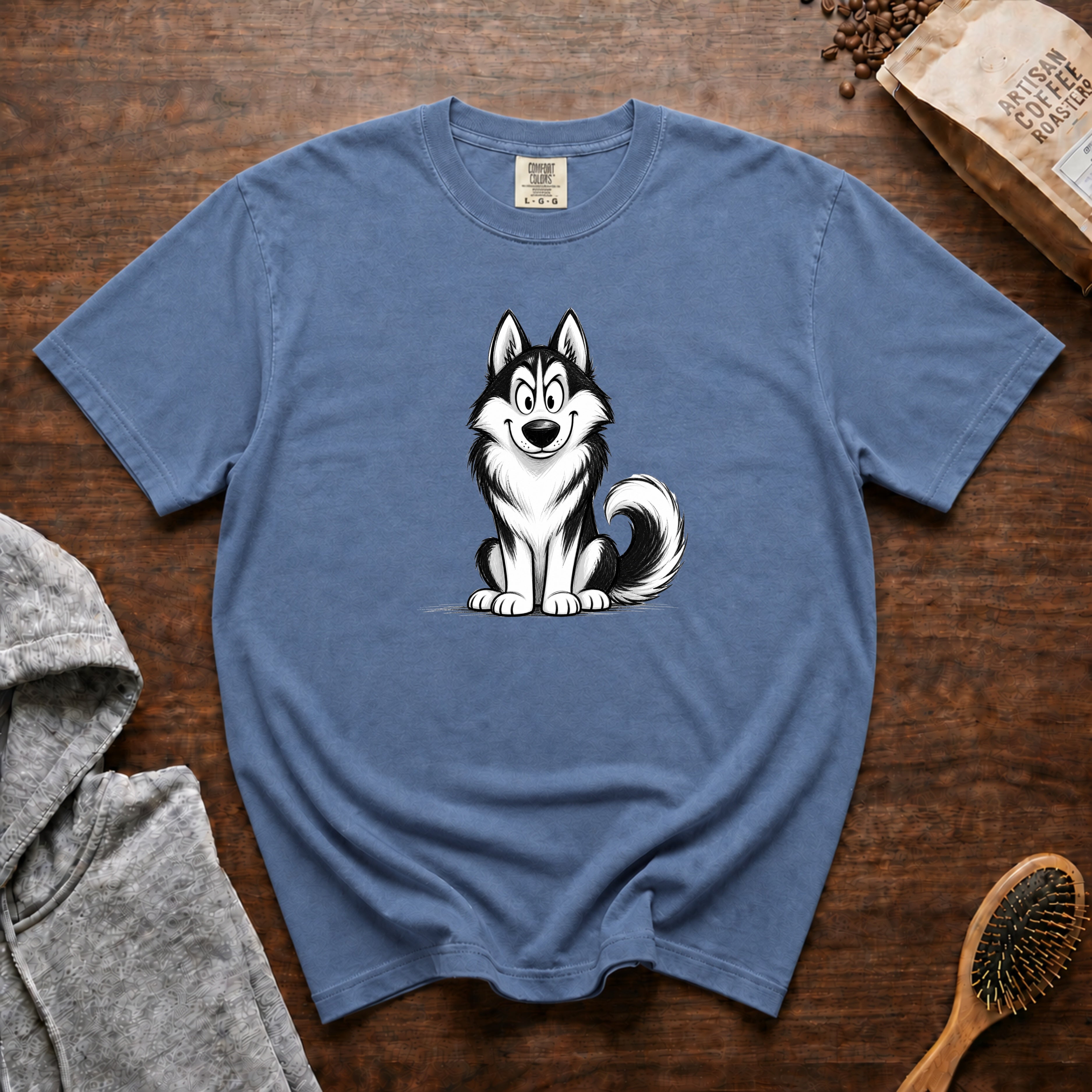 Cartoon Siberian Husky T-Shirt — Blue Jean