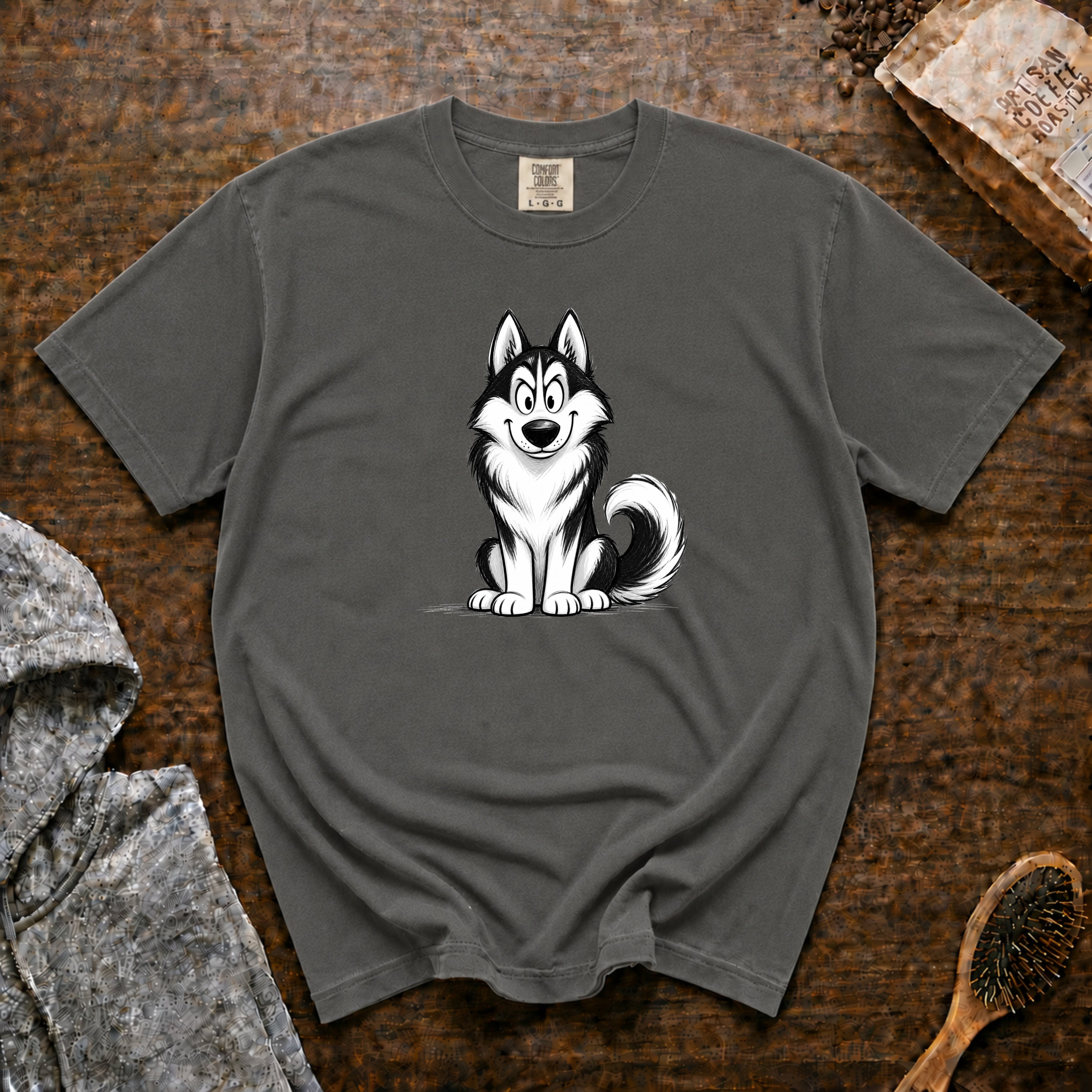 Cartoon Siberian Husky T-Shirt — Pepper