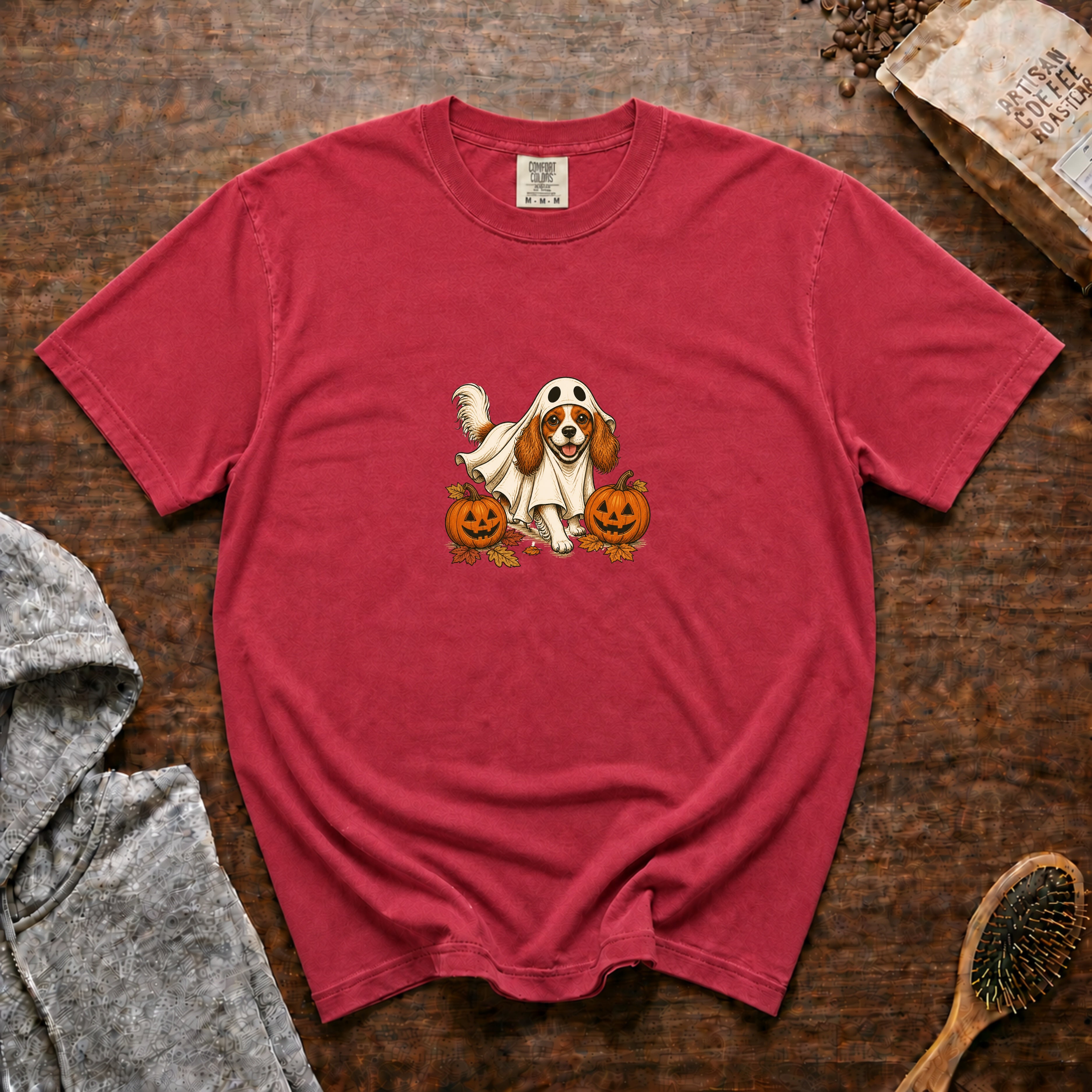 Cavalier King Charles Spaniel Halloween T-Shirt — Crimson