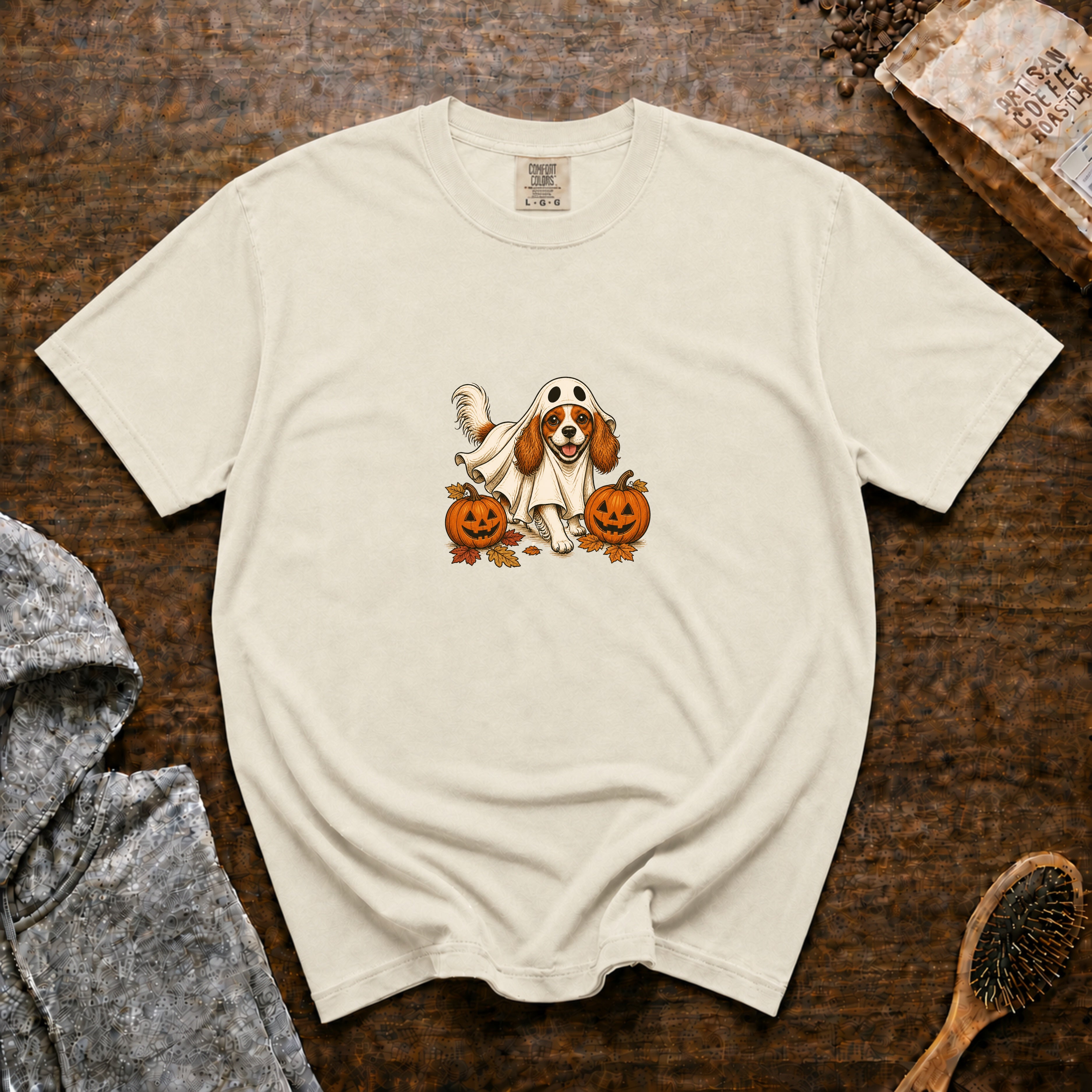 Cavalier King Charles Spaniel Halloween T-Shirt — Ivory