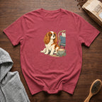 Cavalier King Charles Spaniel Velvet Lap Latte T-Shirt — Crimson