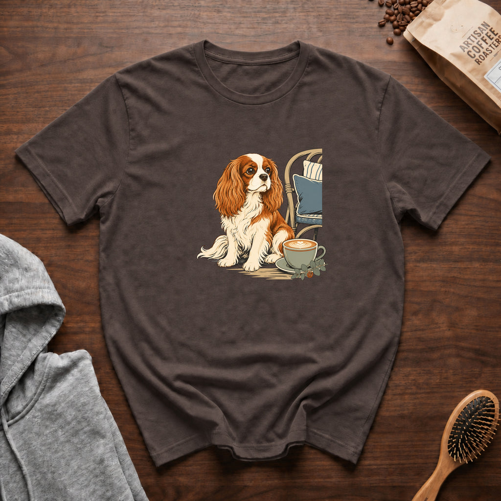 Cavalier King Charles Spaniel Velvet Lap Latte T-Shirt — Espresso