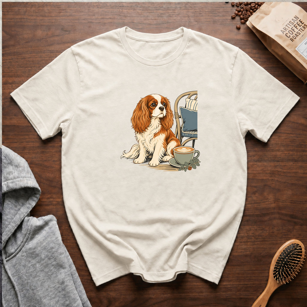 Cavalier King Charles Spaniel Velvet Lap Latte T-Shirt — Ivory