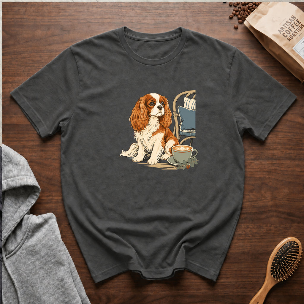 Cavalier King Charles Spaniel Velvet Lap Latte T-Shirt — Pepper