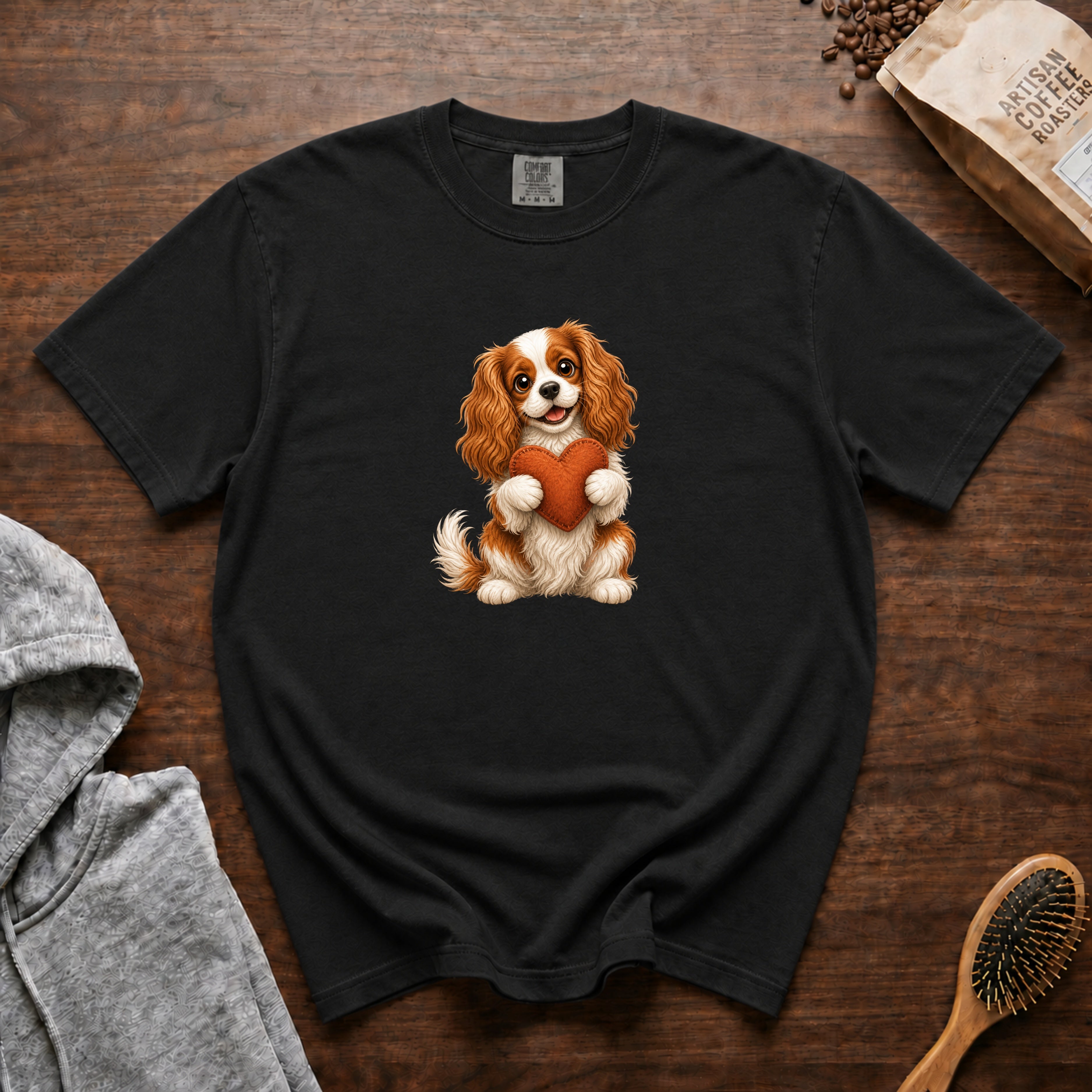 Cavalier With Heart T-Shirt — Black