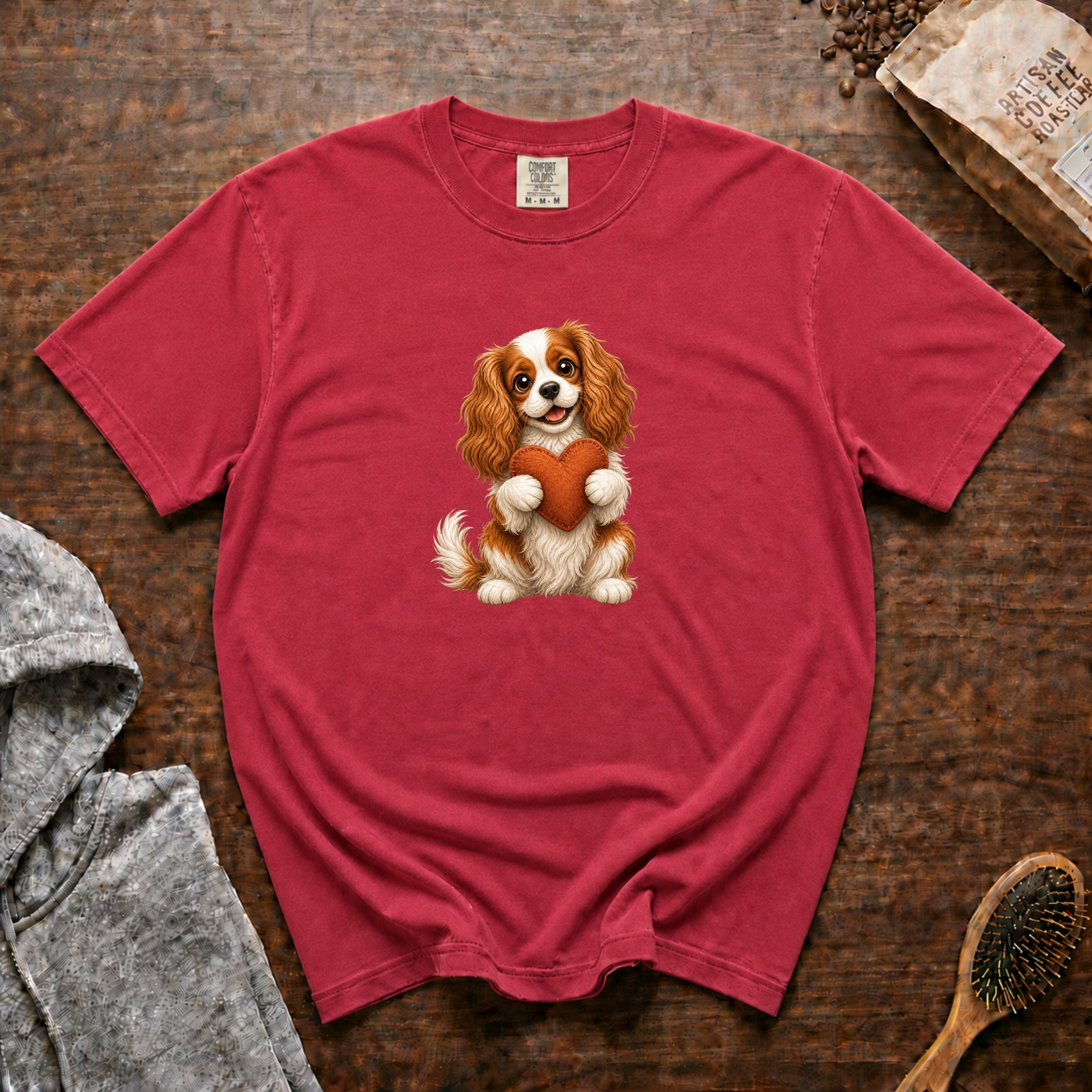 Cavalier With Heart T-Shirt — Crimson