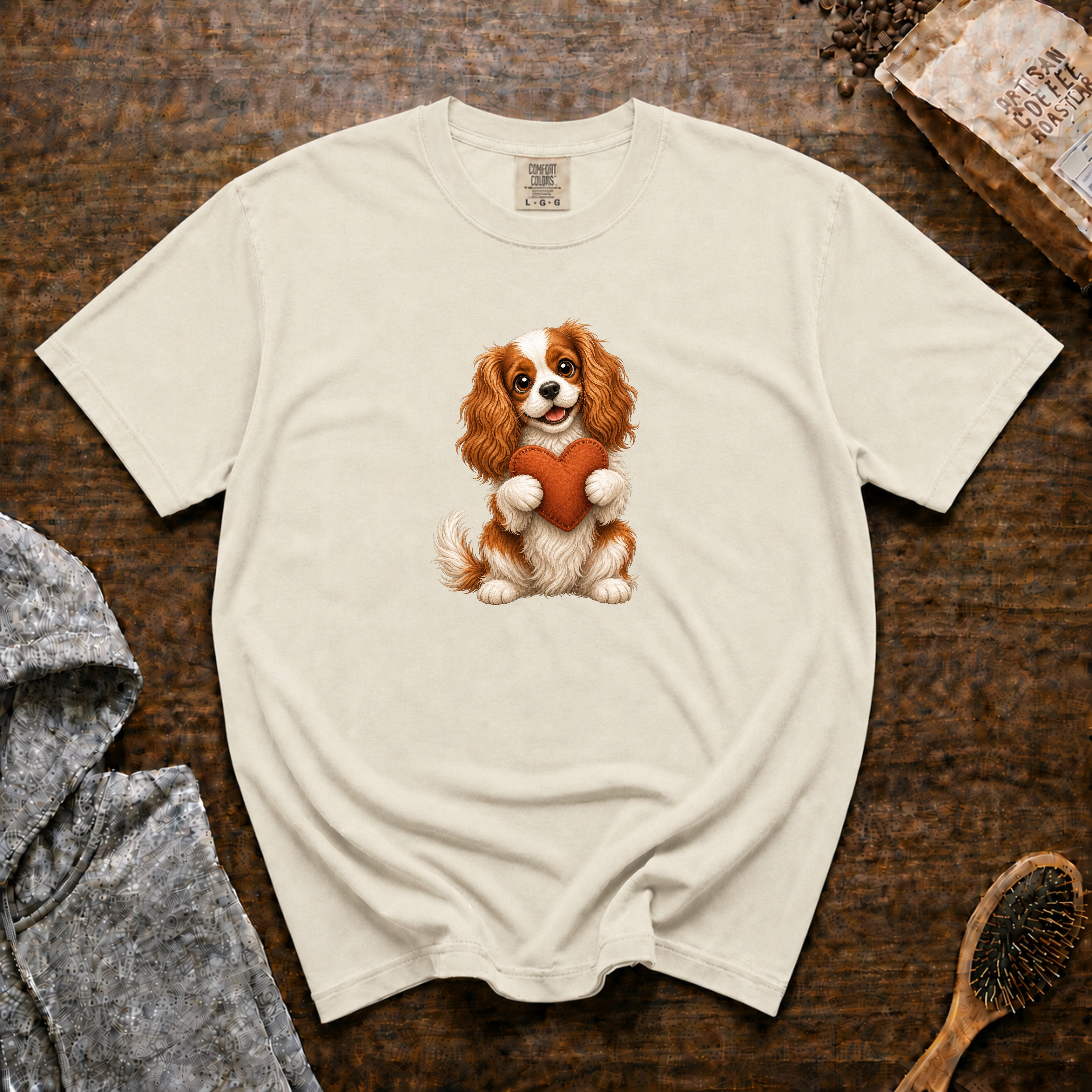 Cavalier With Heart T-Shirt — Ivory
