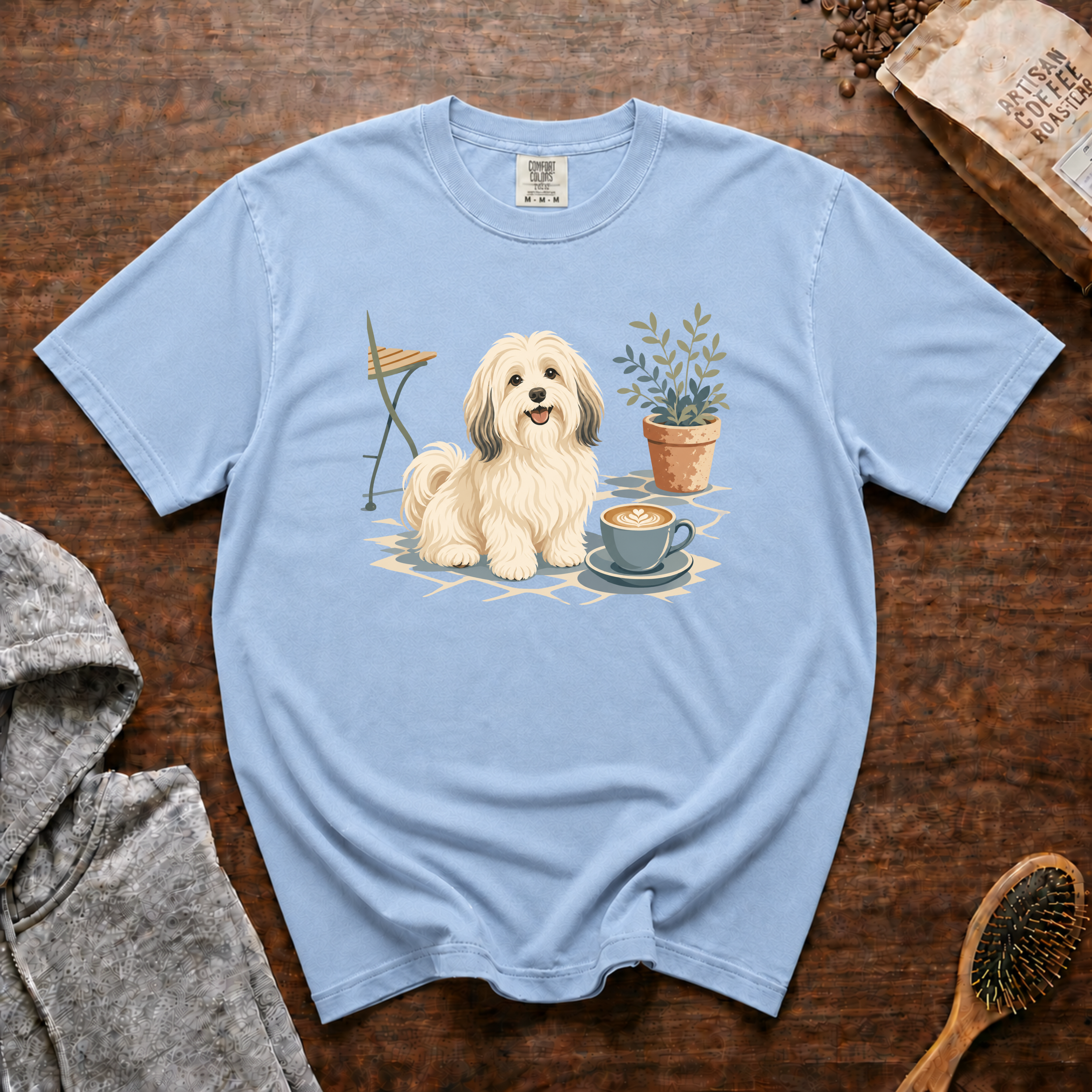 Havanese Patio Latte T-Shirt | Havanese Coffee Lover Tee
