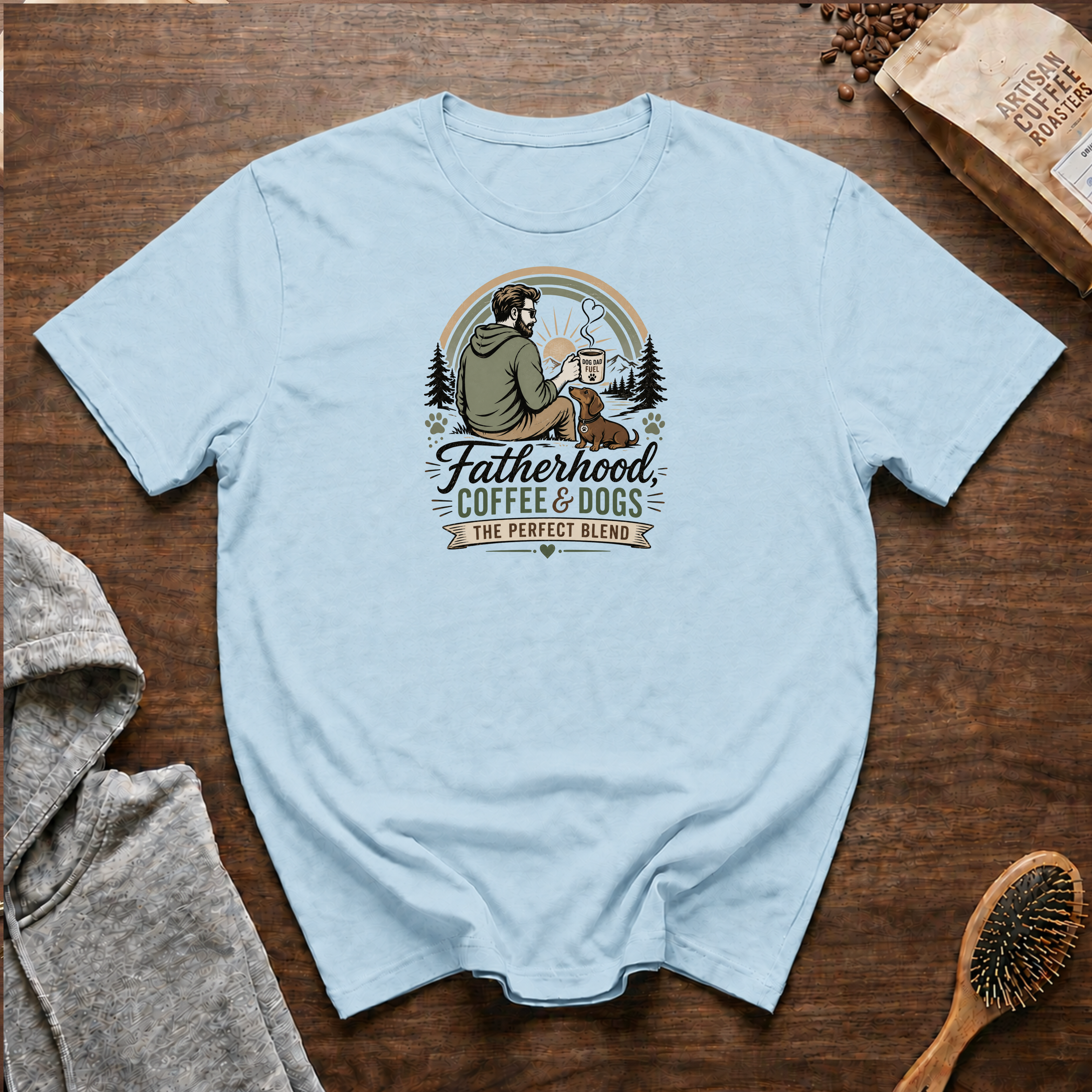 Fatherhood Coffee and Dogs T-Shirt
