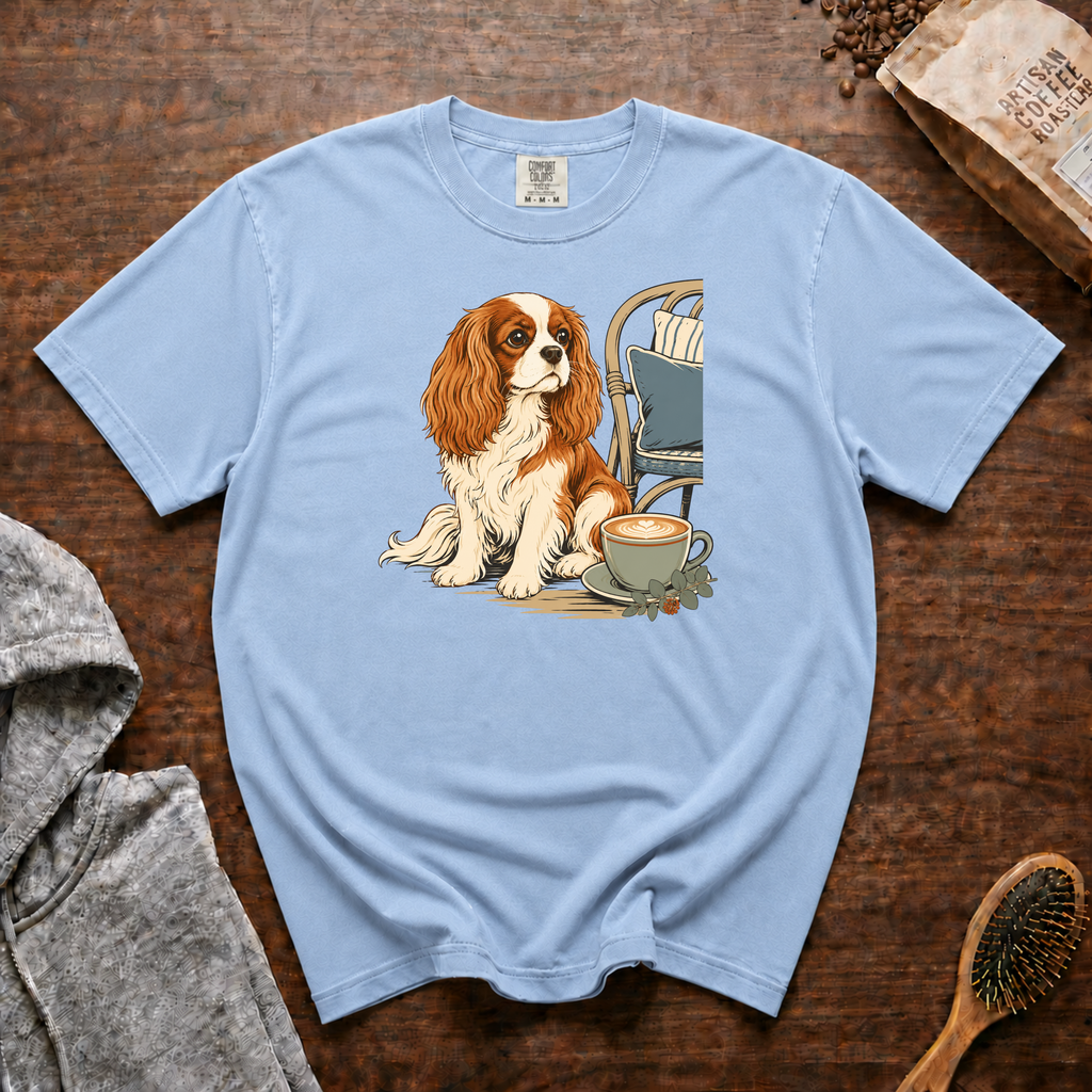 Cavalier King Charles Spaniel Velvet Lap Latte T-Shirt | Cavalier Coffee Tee