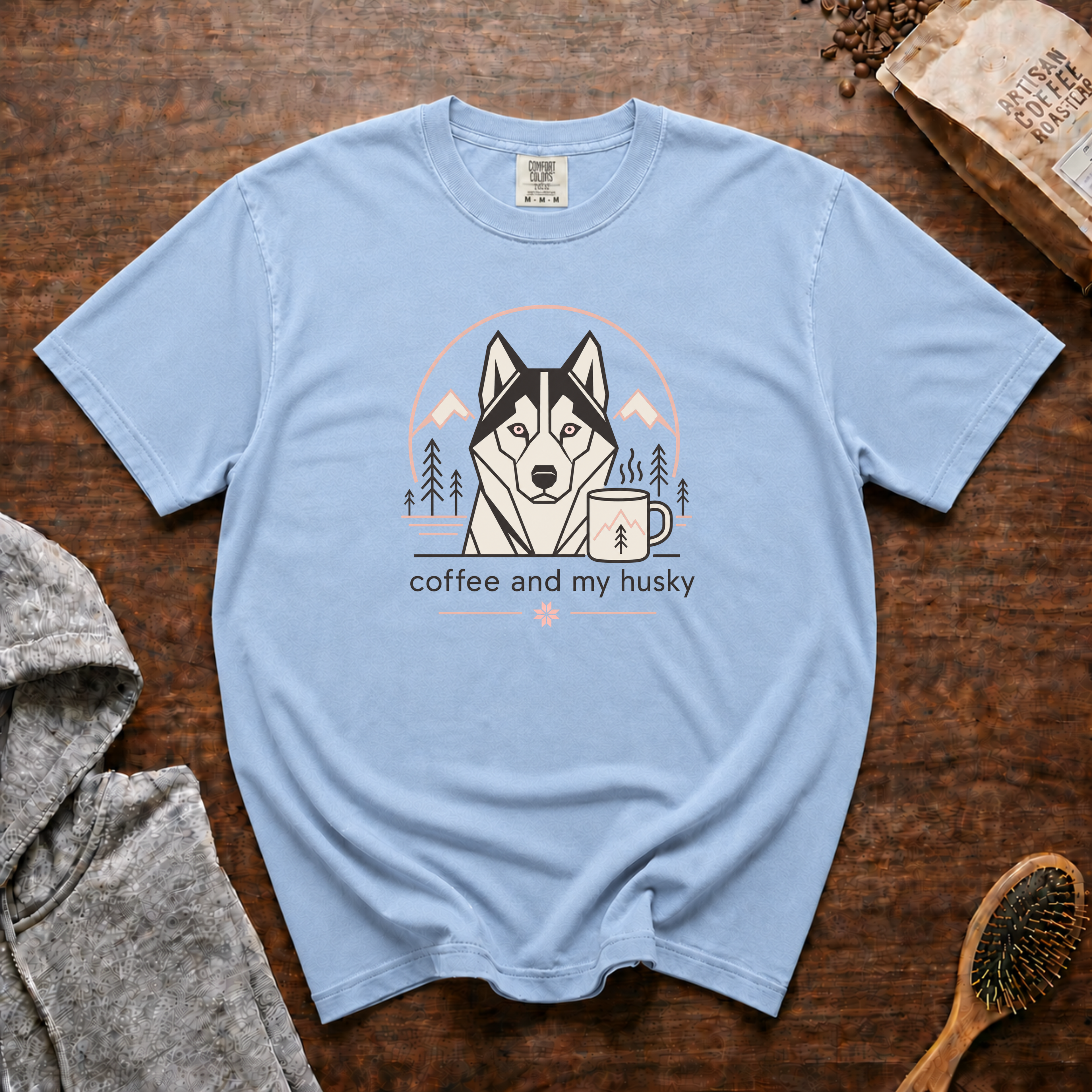 Coffee And My Husky T-Shirt | Husky Dog Lover Coffee Tee