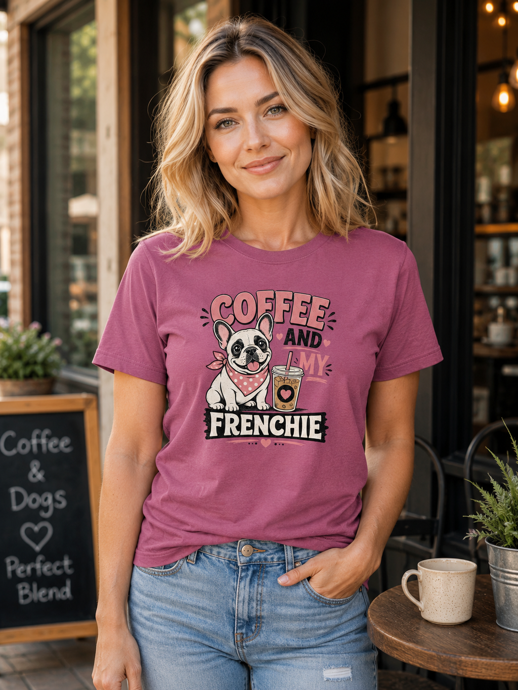 Coffee And My Frenchie T-Shirt | Frenchie Coffee Lover Tee