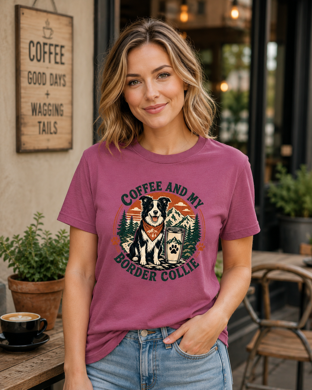 Coffee And My Border Collie T-Shirt | Collie Coffee Tee
