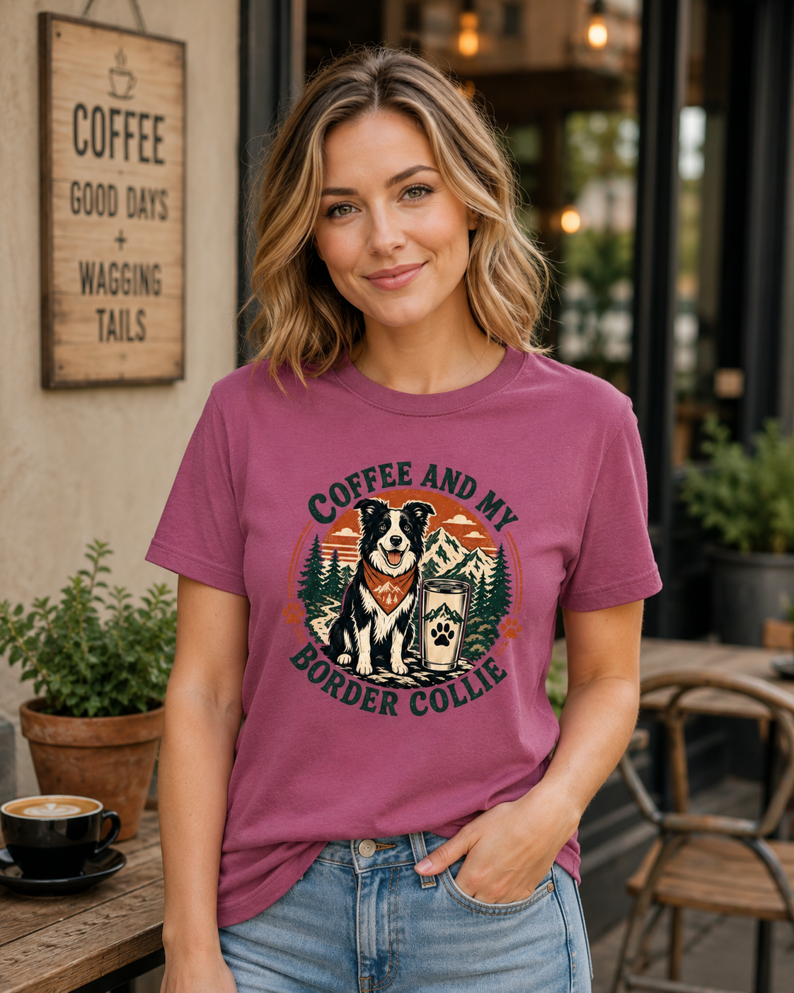 Coffee And My Border Collie T-Shirt | Collie Coffee Tee