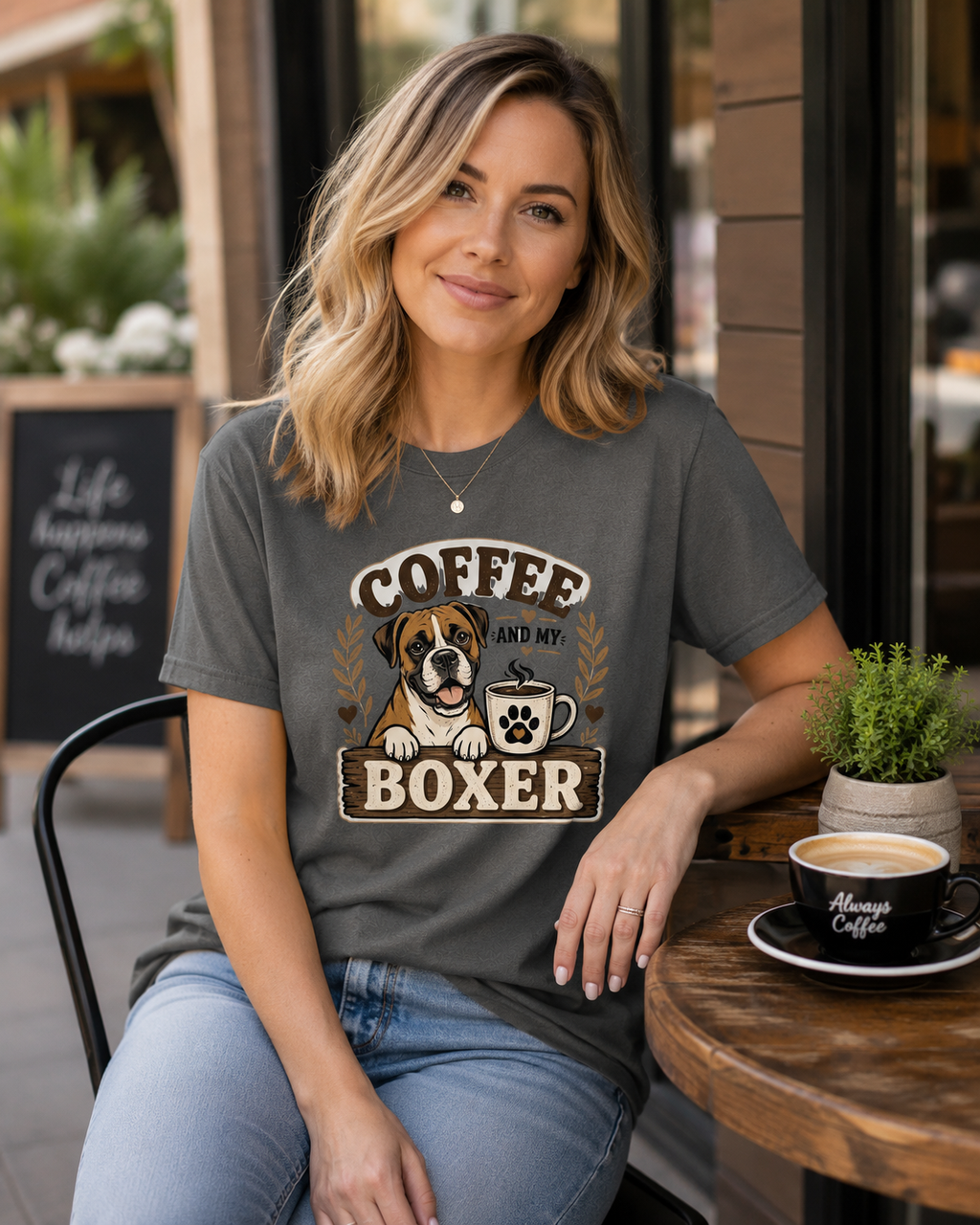 Coffee And My Boxer T-Shirt | Boxer Dog Lover Coffee Tee