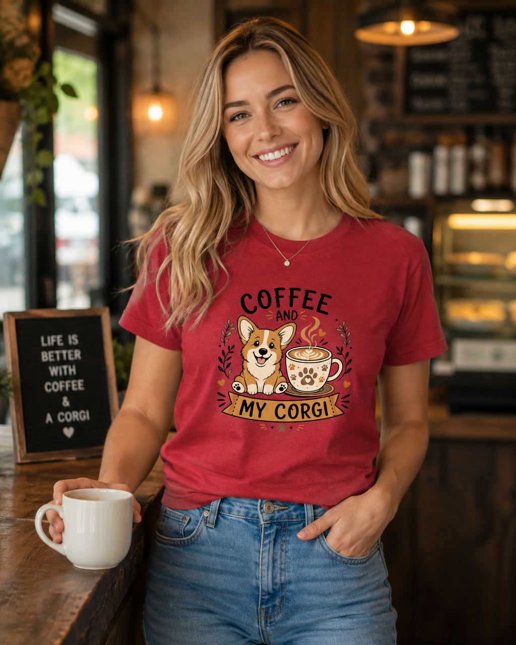 Coffee And My Corgi T-Shirt | Corgi Dog Lover Coffee Tee