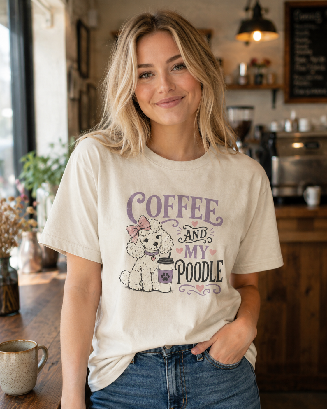 Coffee And My Poodle T-Shirt | Poodle Dog Lover Coffee Tee