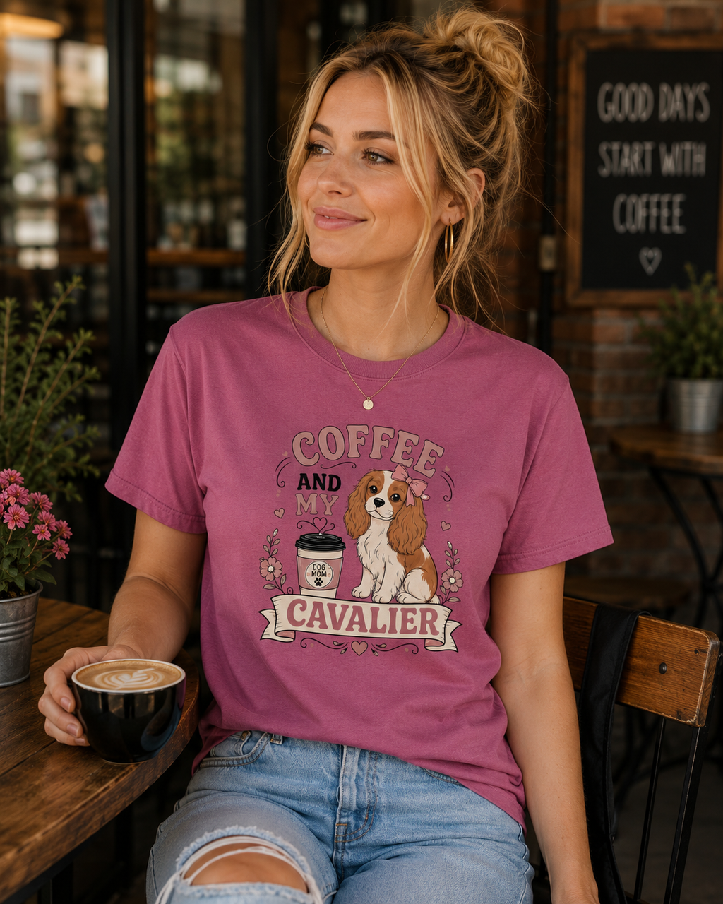 Coffee And My Cavalier T-Shirt | Cavalier Spaniel Coffee Tee