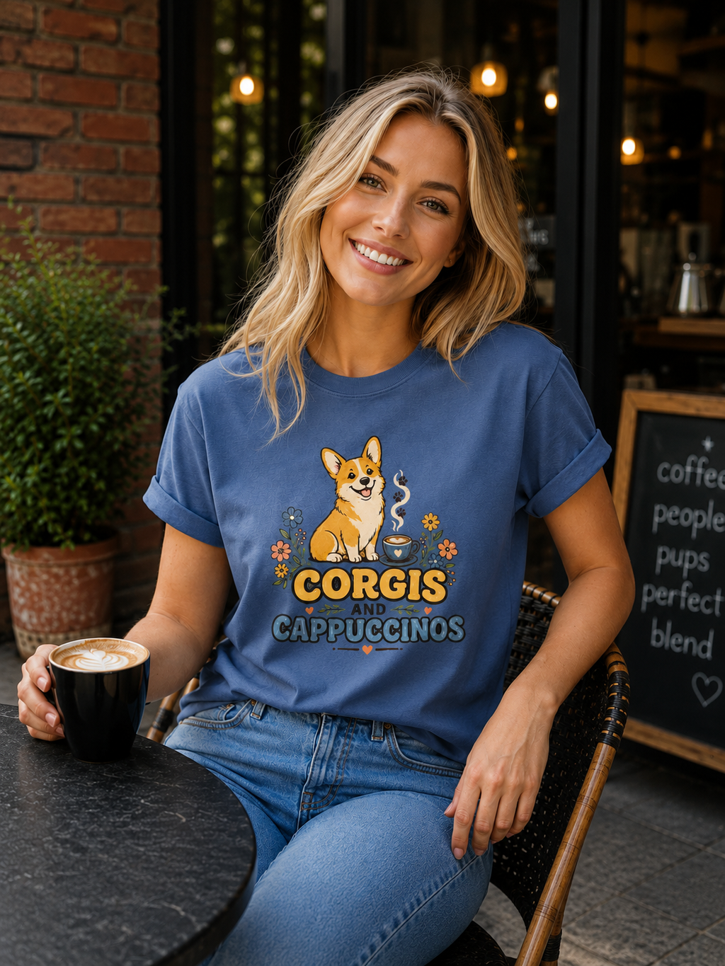 Corgis And Cappuccinos T-Shirt | Corgi Coffee Lover Tee