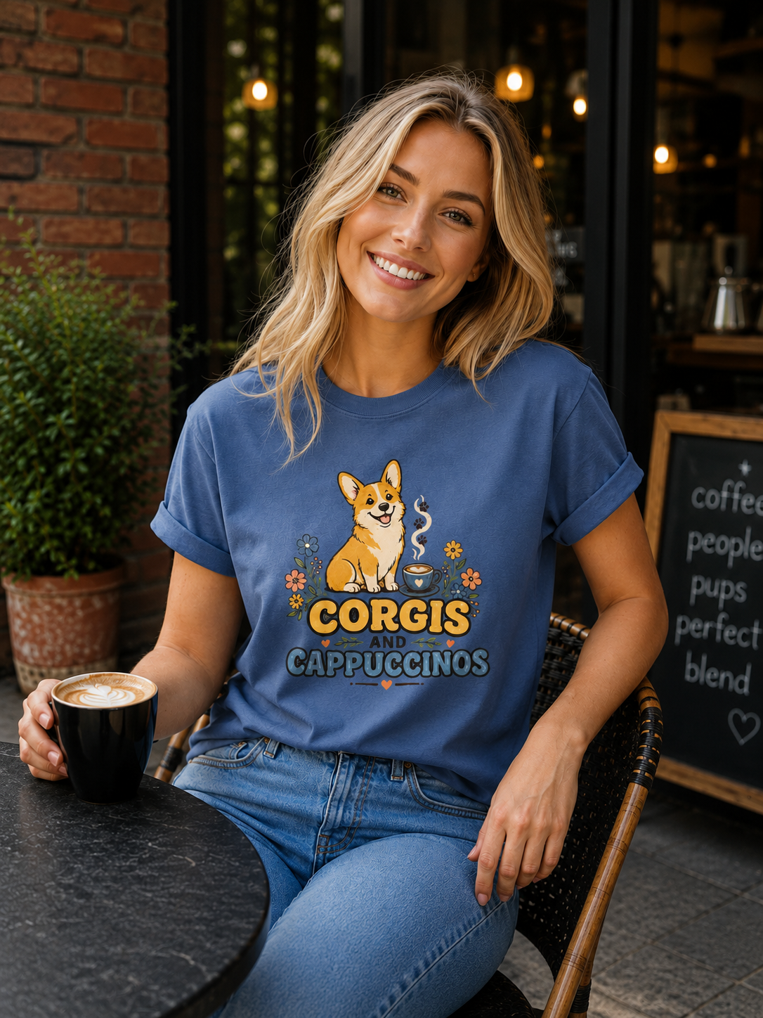 Corgis And Cappuccinos T-Shirt | Corgi Coffee Lover Tee
