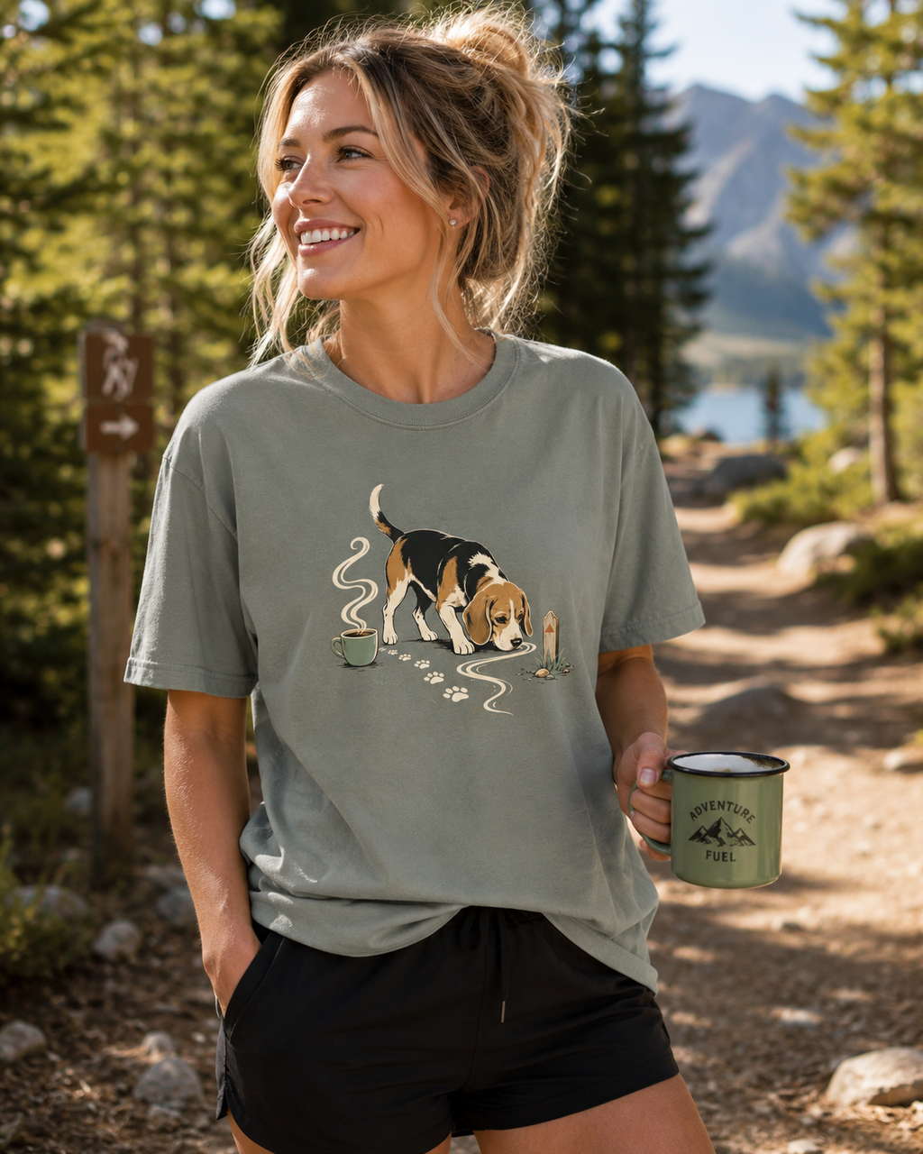 Beagle Sniff Trail House Blend T-Shirt | Beagle Coffee Tee