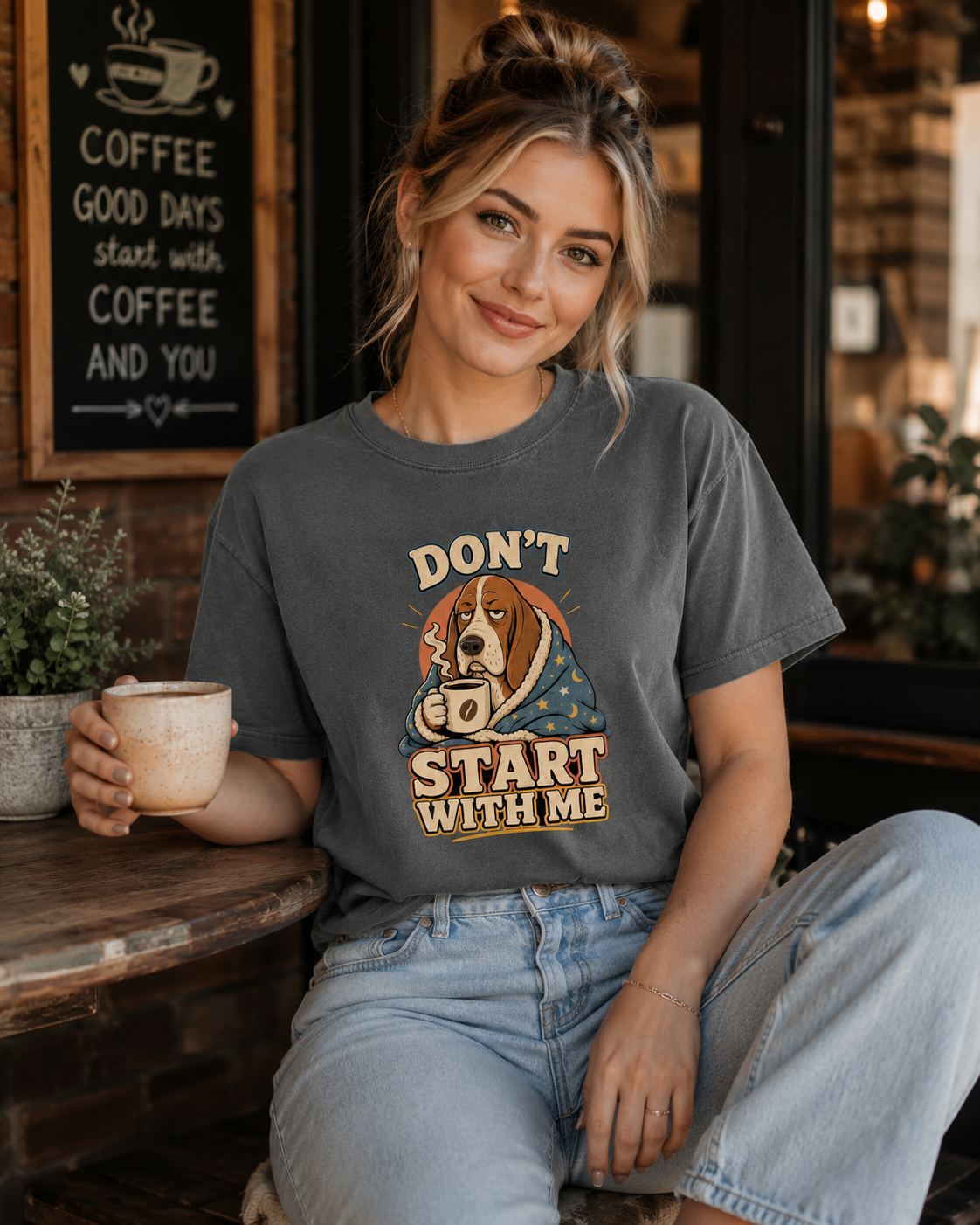 Don't Start With Me T-Shirt | Funny Dog Coffee Lover Tee