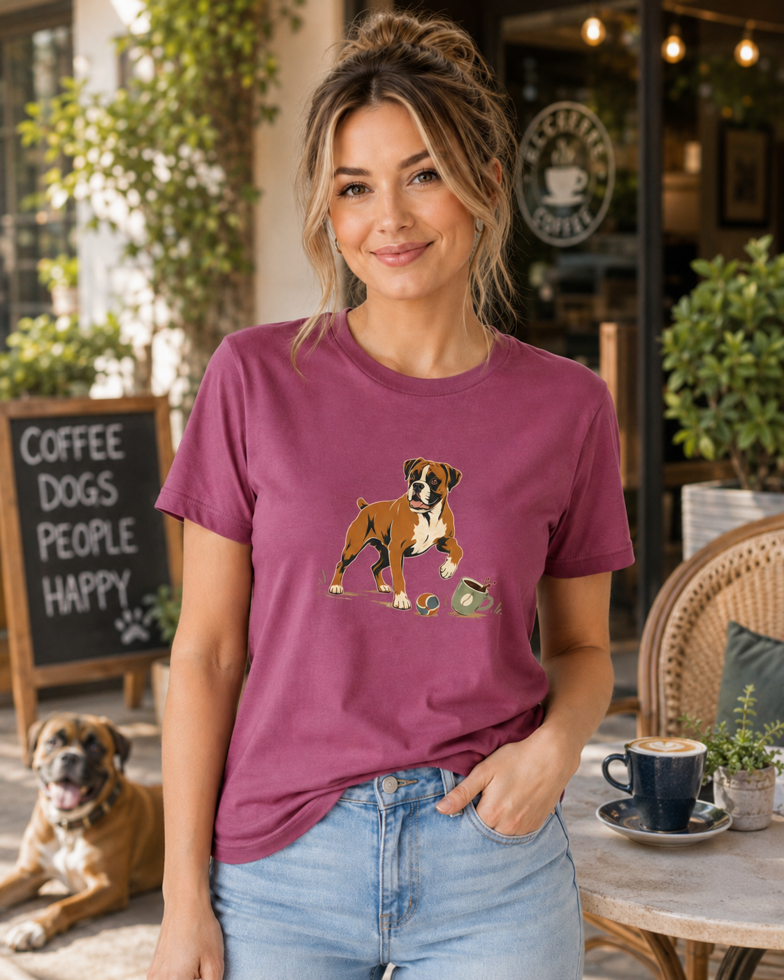 Boxer Bounce Back Brew T-Shirt | Boxer Dog Coffee Lover Tee