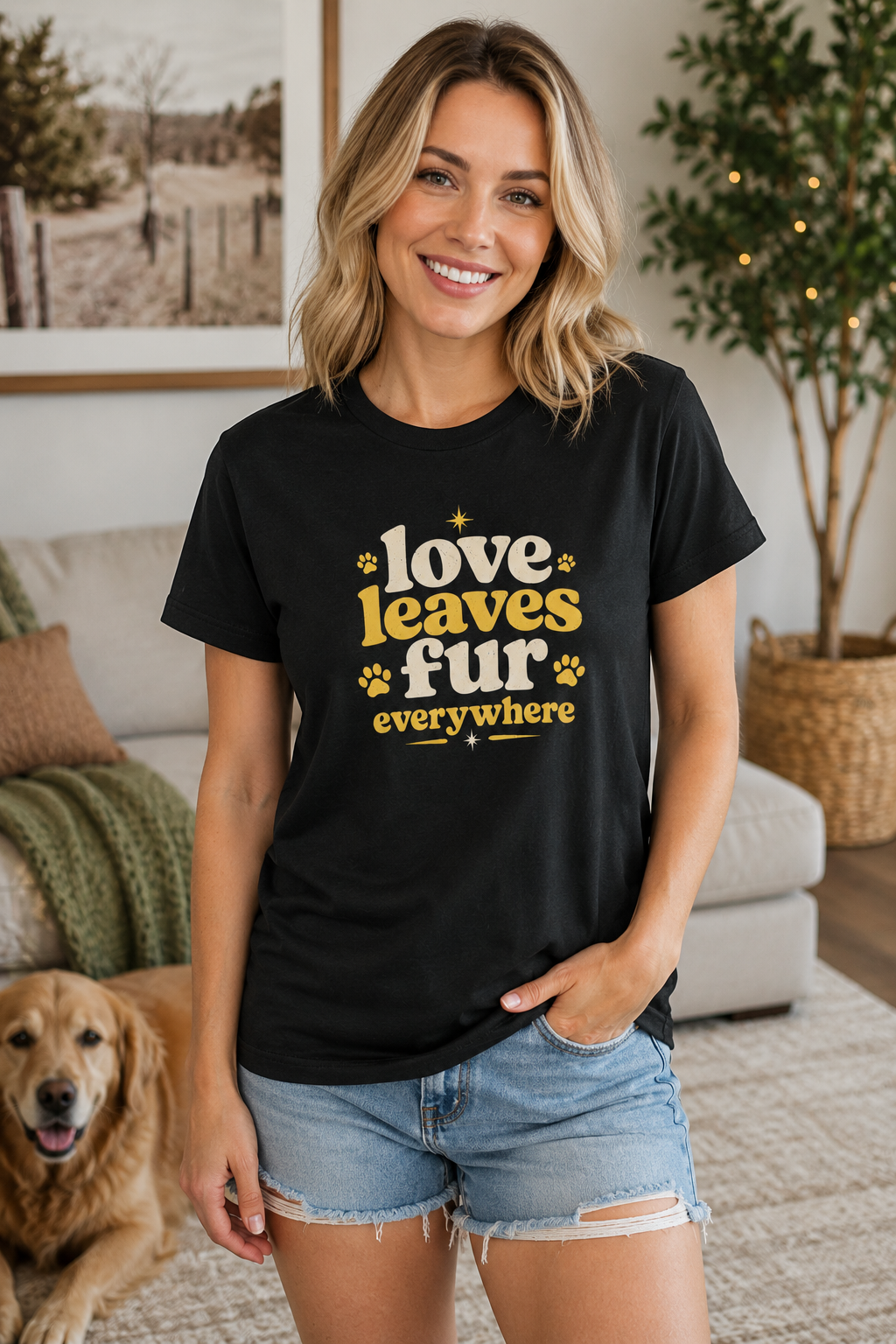 Love Leaves Fur Everywhere T-Shirt | Funny Dog Lover Tee