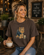 Yorkshire Terrier Pocket Cup Café Order T-Shirt | Yorkie Coffee Tee