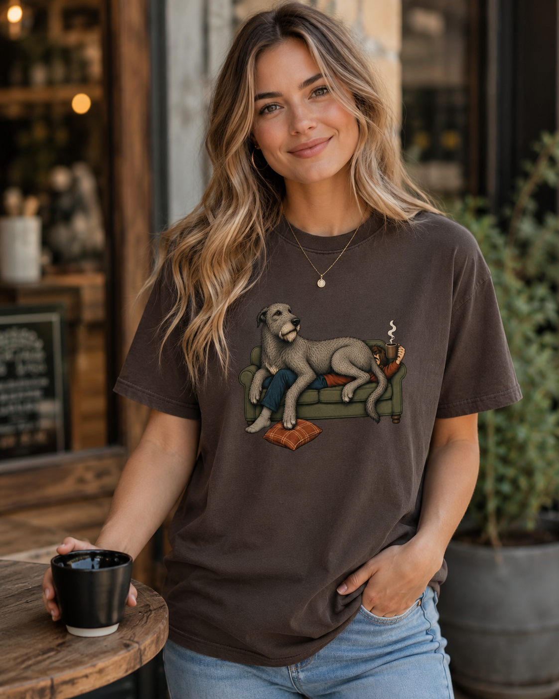 Irish Wolfhound Couch T-Shirt | Irish Wolfhound Dog Lover Tee