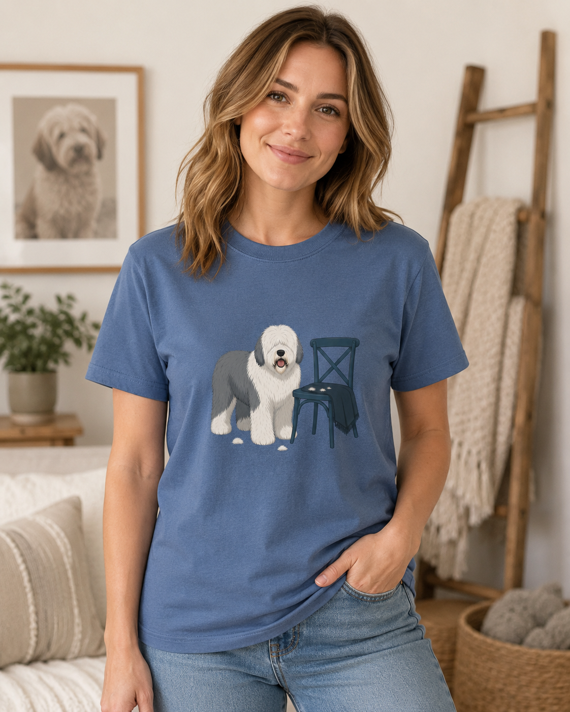 Old English Sheepdog Shed Happens T-Shirt | OES Dog Lover Tee