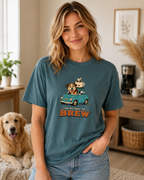 On My Way To Brew T-Shirt | Funny Coffee Dog Lover Tee