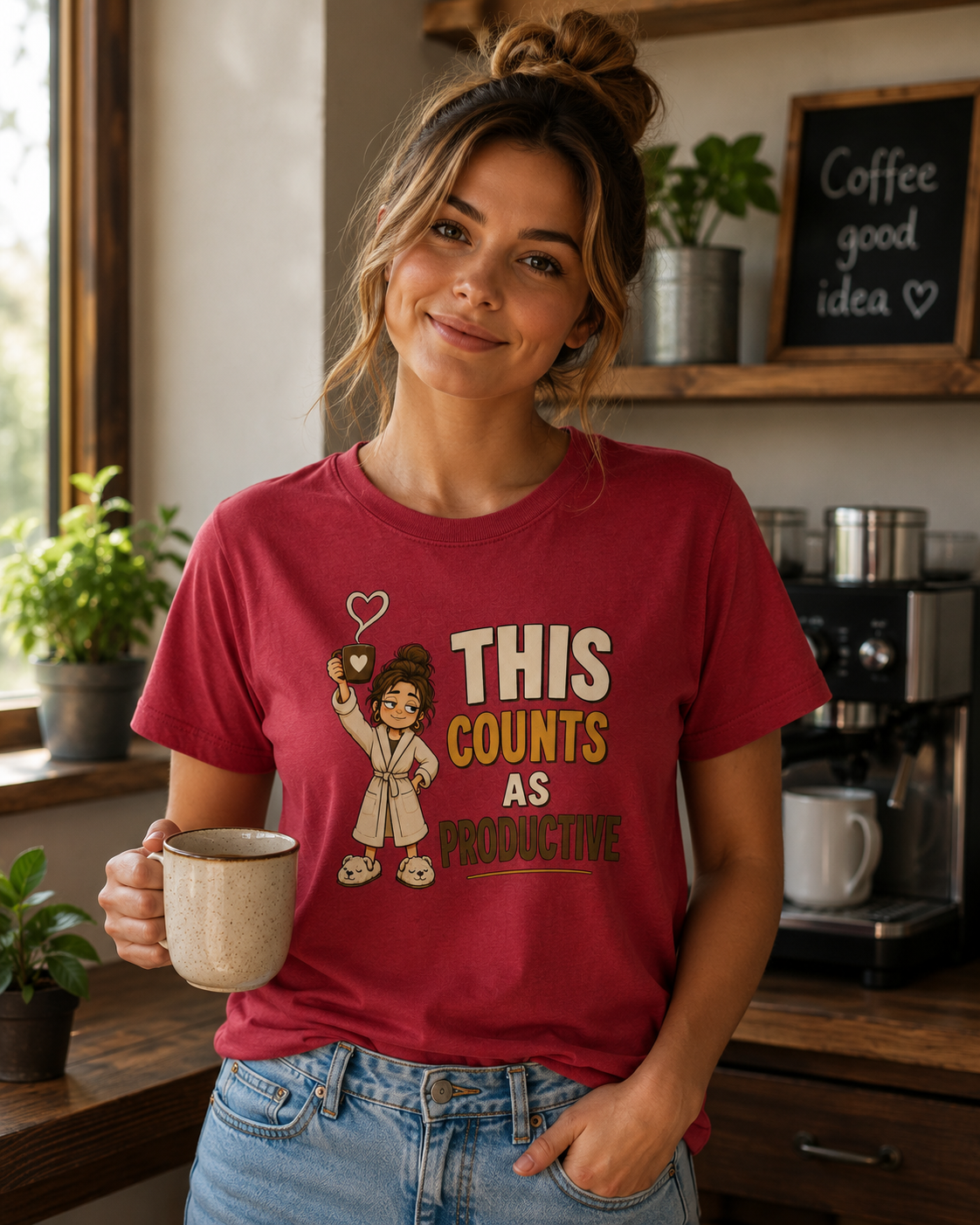 This Counts As Productive T-Shirt | Funny Coffee Dog Tee