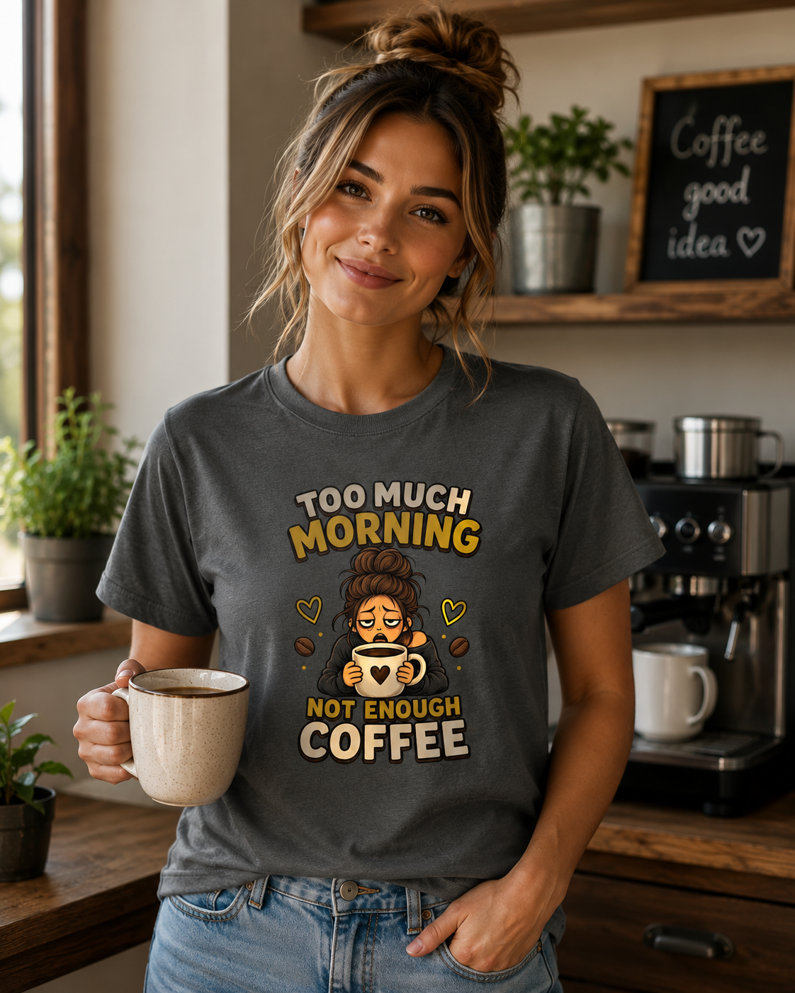 Too Much Morning Not Enough Coffee T-Shirt | Funny Coffee Tee