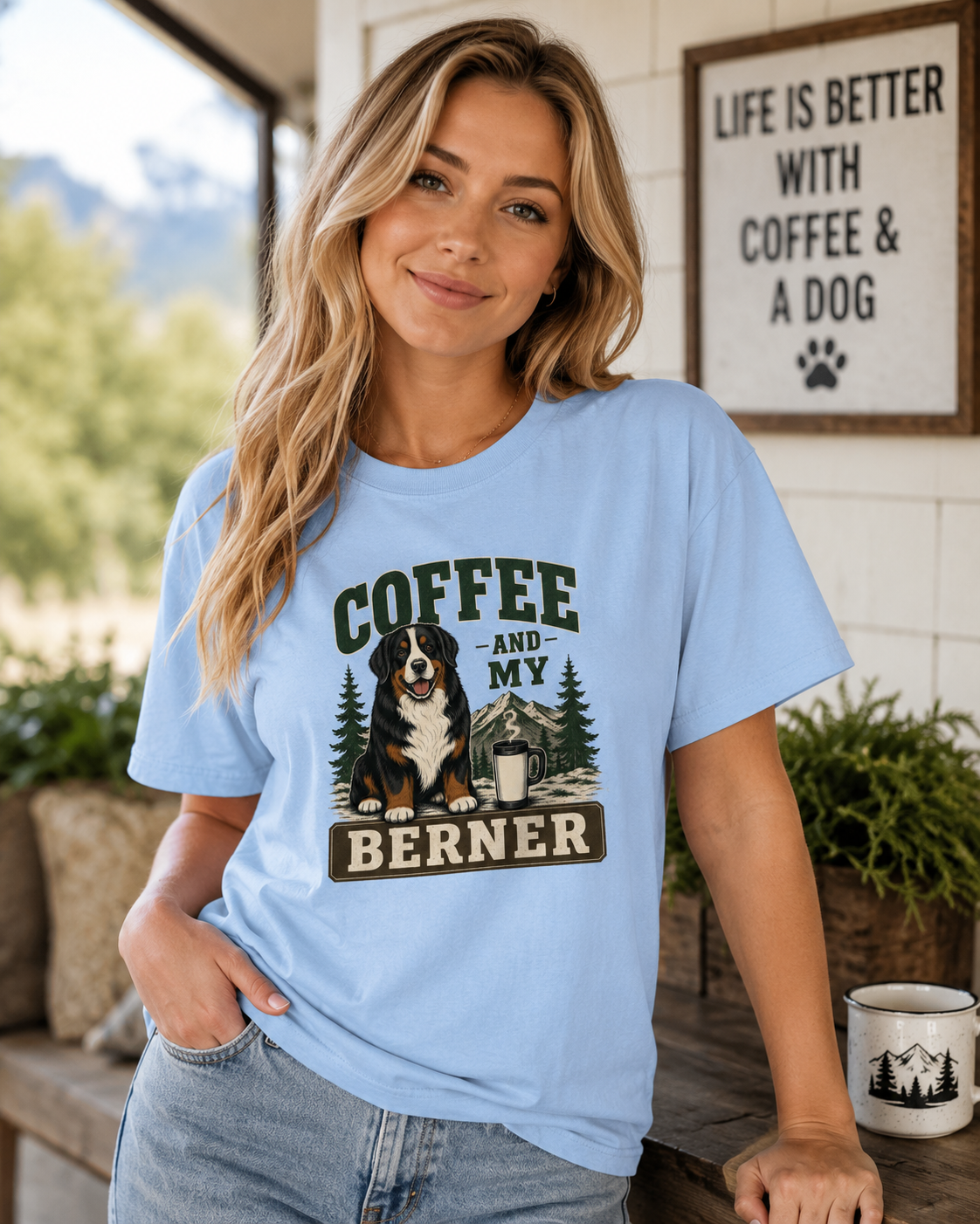 Coffee And My Berner T-Shirt | Bernese Mountain Dog Coffee Tee