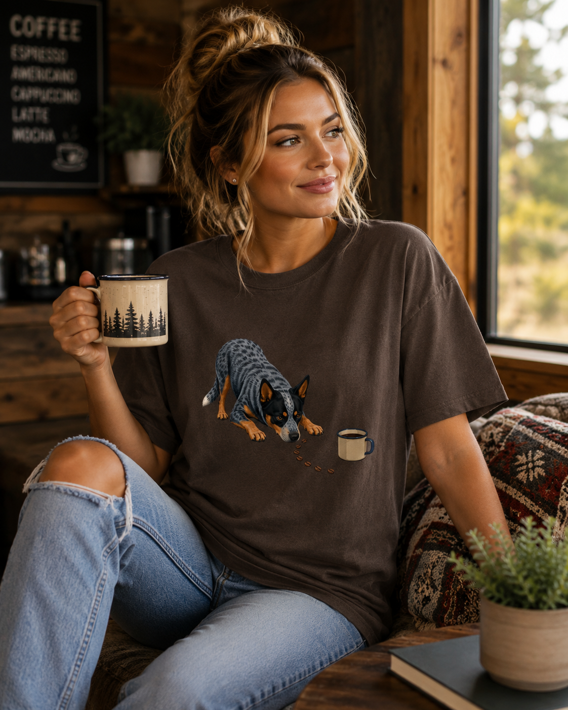 Herding The Beans T-Shirt | Funny Dog Coffee Lover Tee