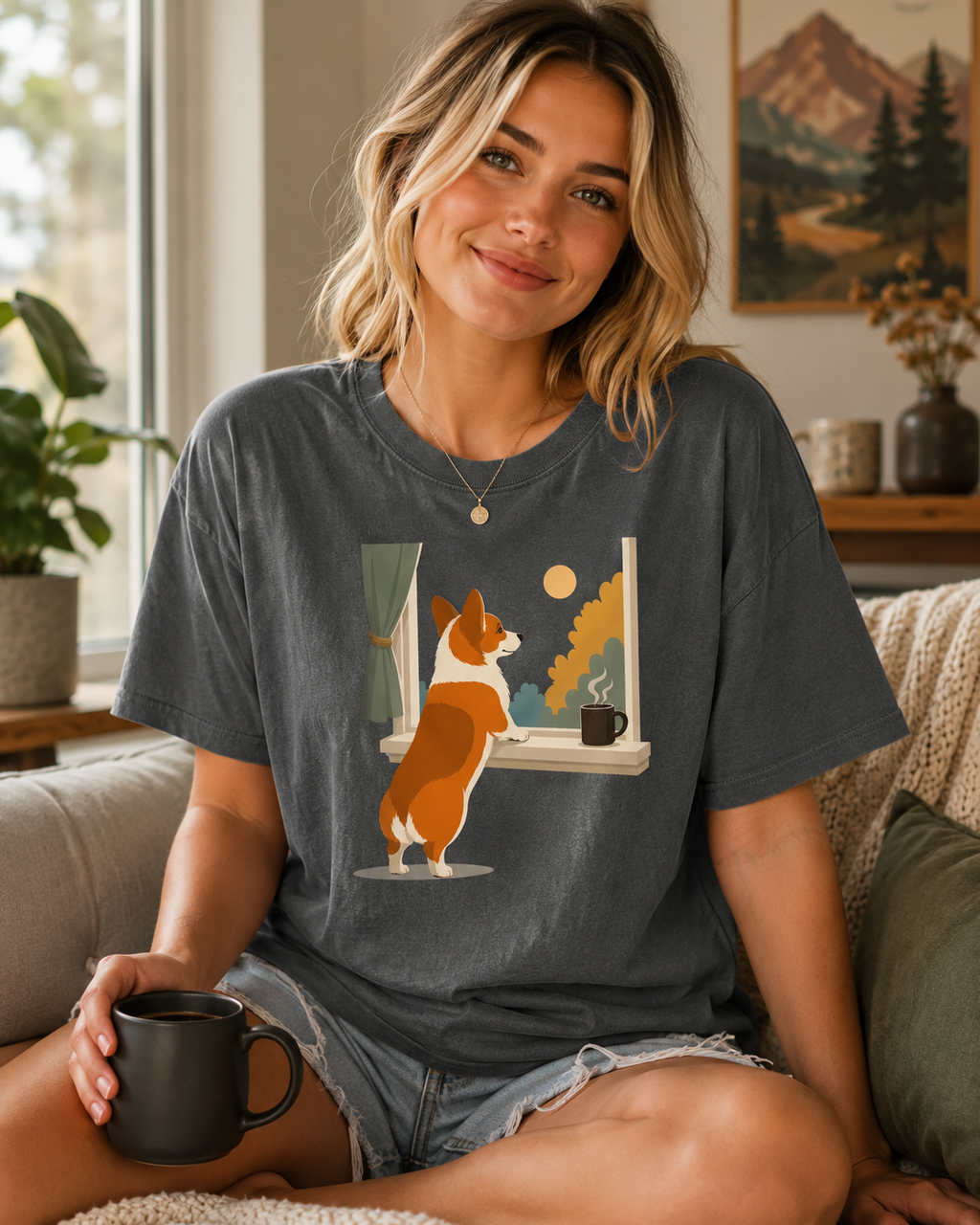 Corgi Window Watch T-Shirt | Corgi Dog Lover Tee