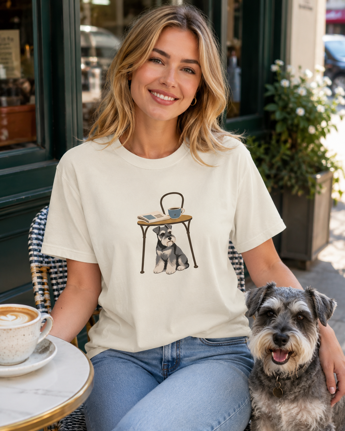 Sidewalk Schnauzer T-Shirt | Schnauzer Dog Lover Tee